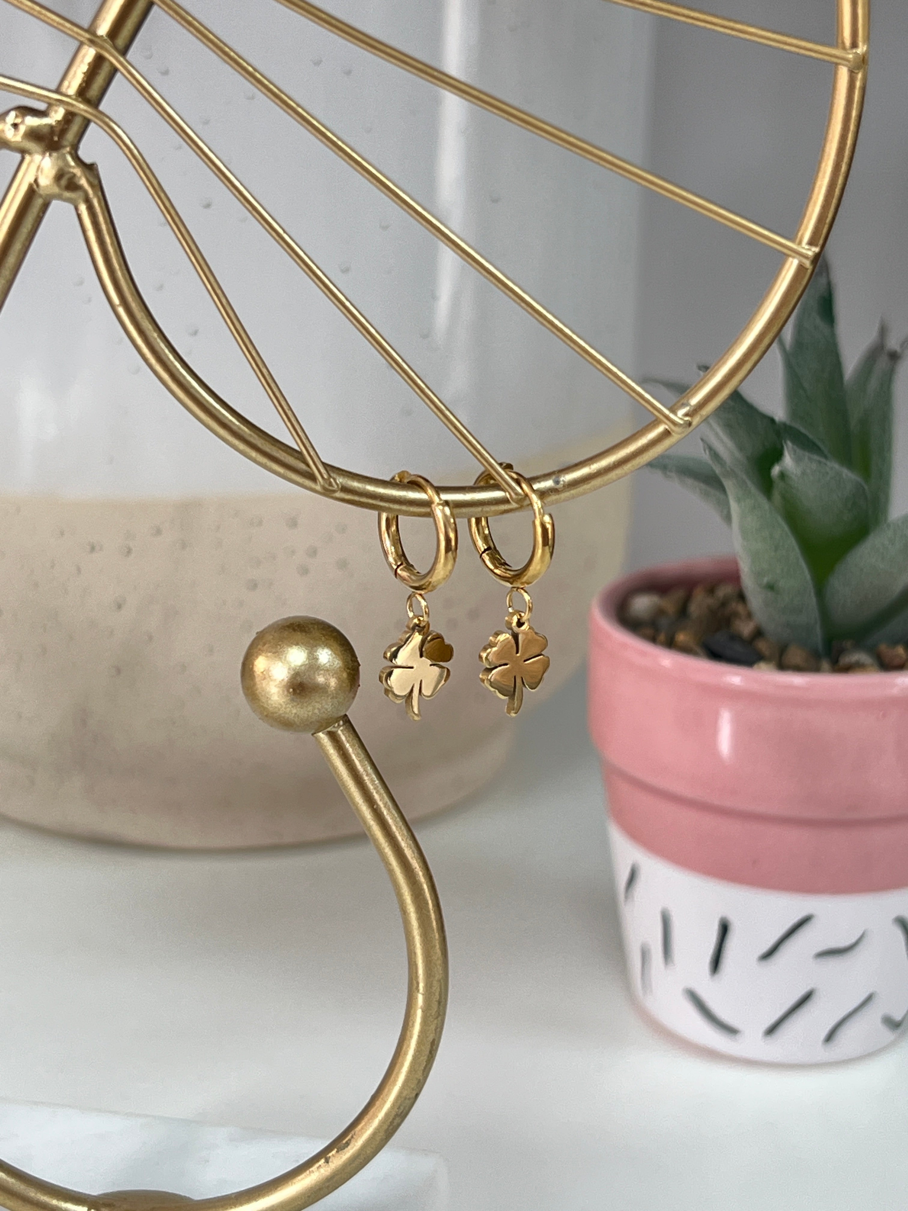 Pendientes Aros Mini Trébol