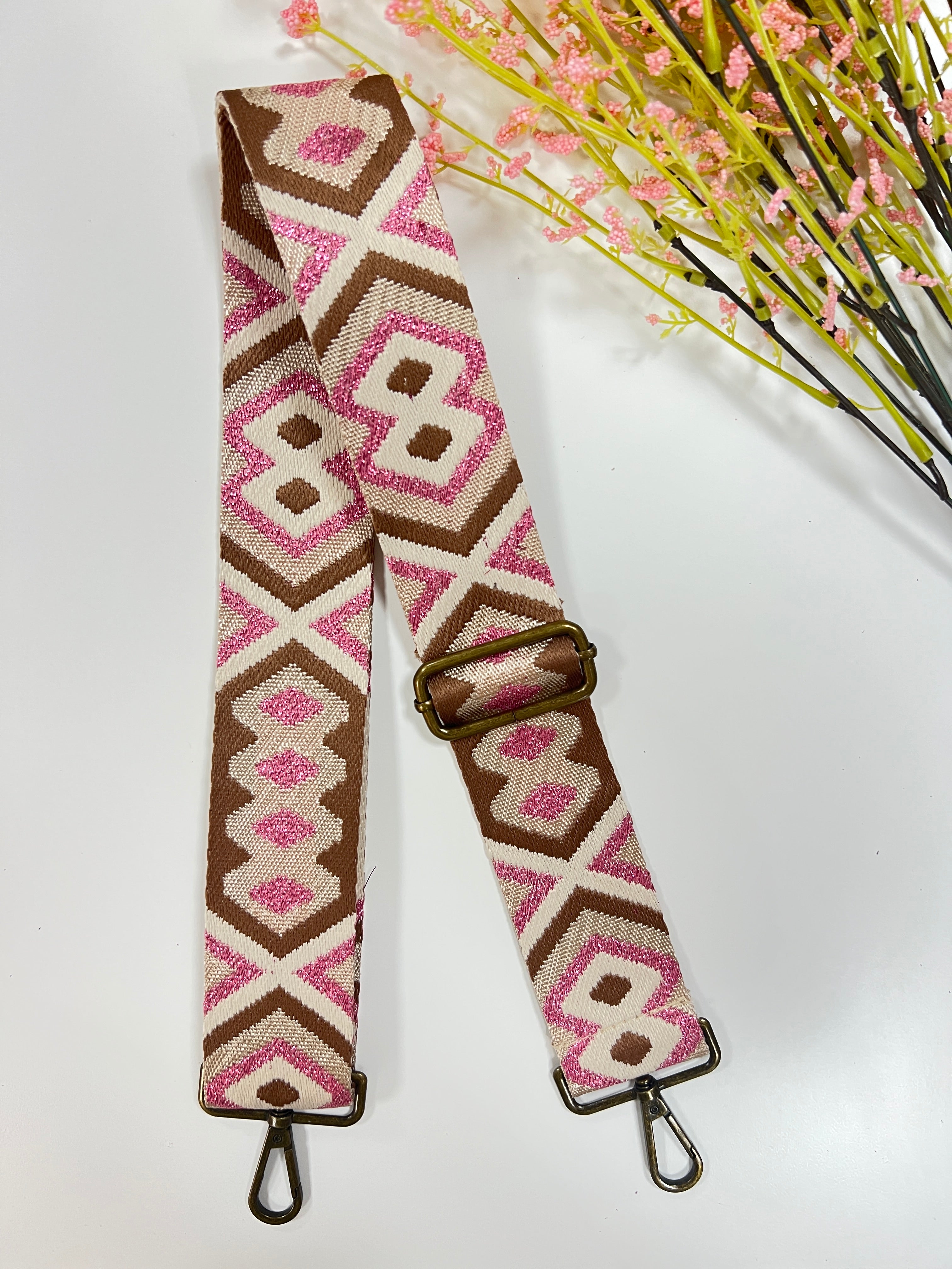 Correa rombos rosa marrón