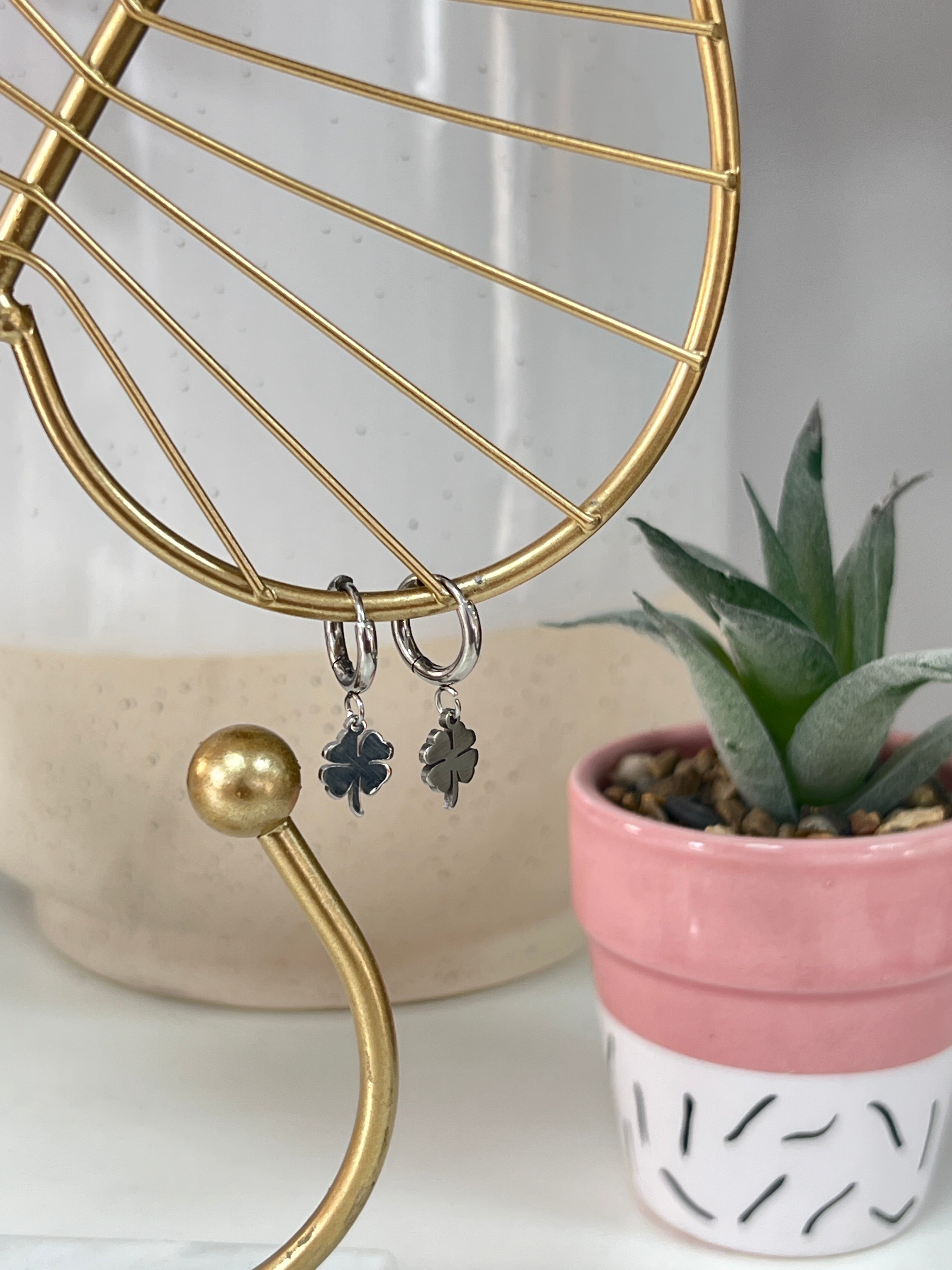 Pendientes Aros Mini Trébol