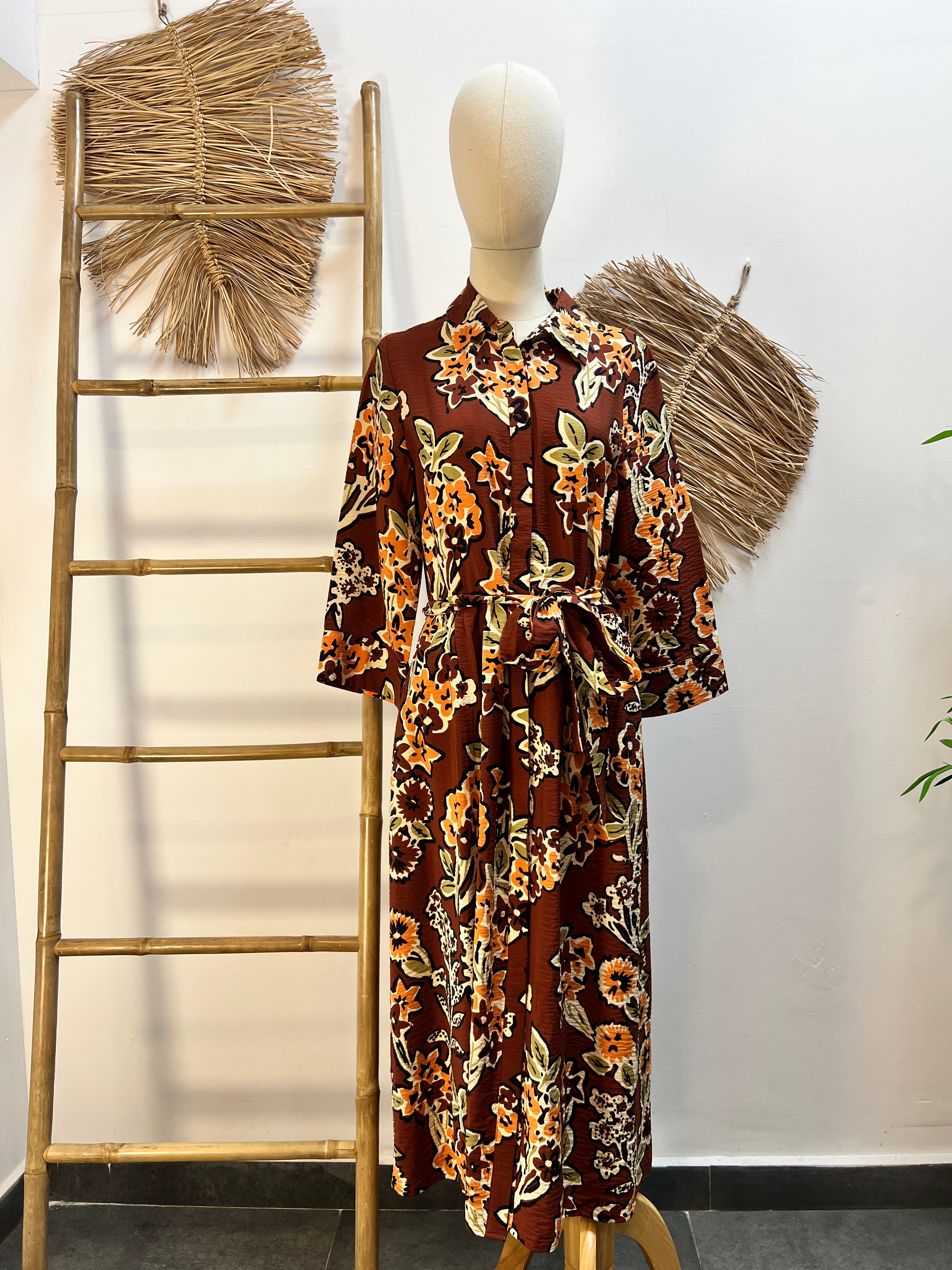 Vestido midi crepe ligero con estampado Daisy CF