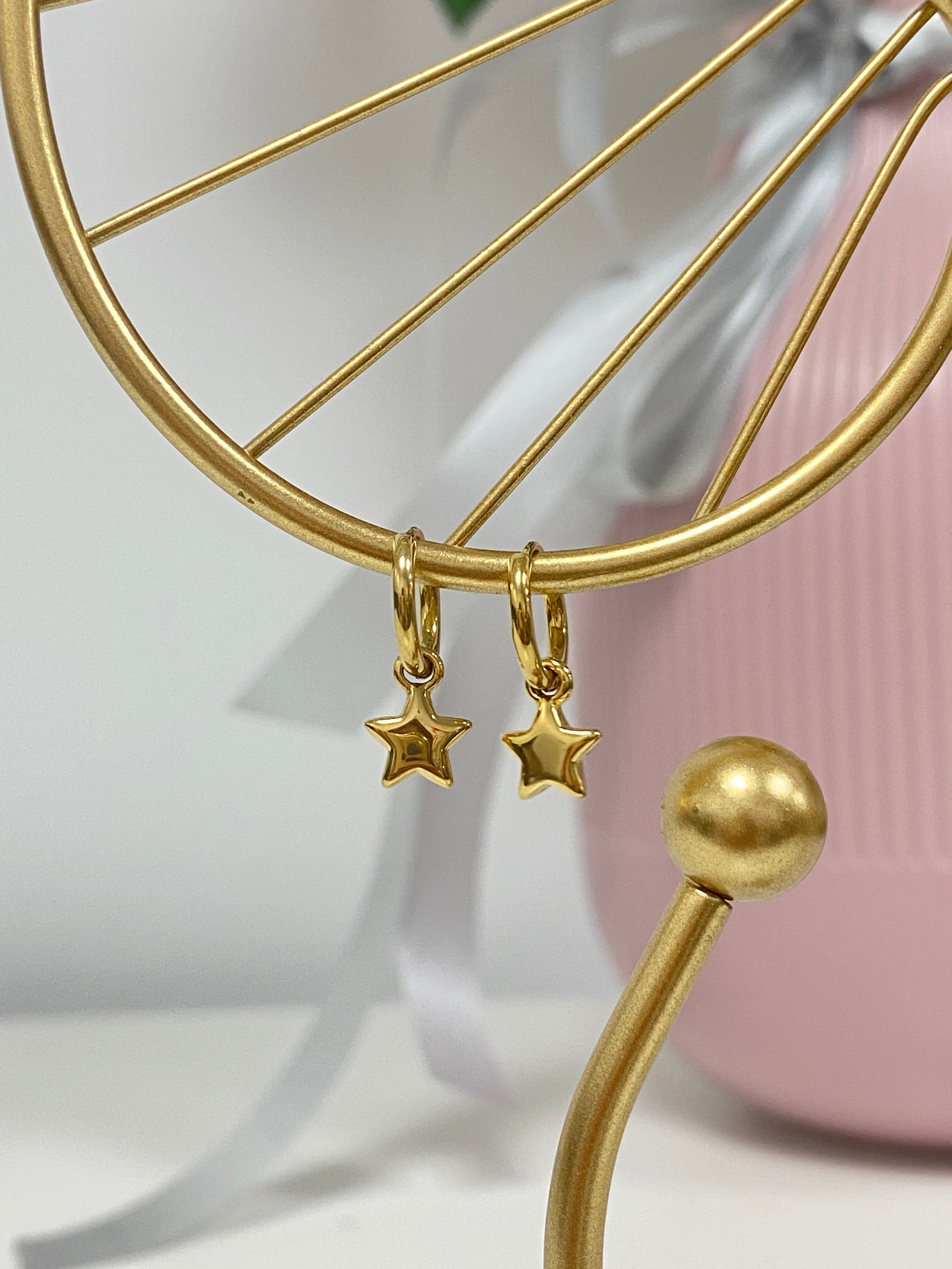 Pendientes aros mini estrella
