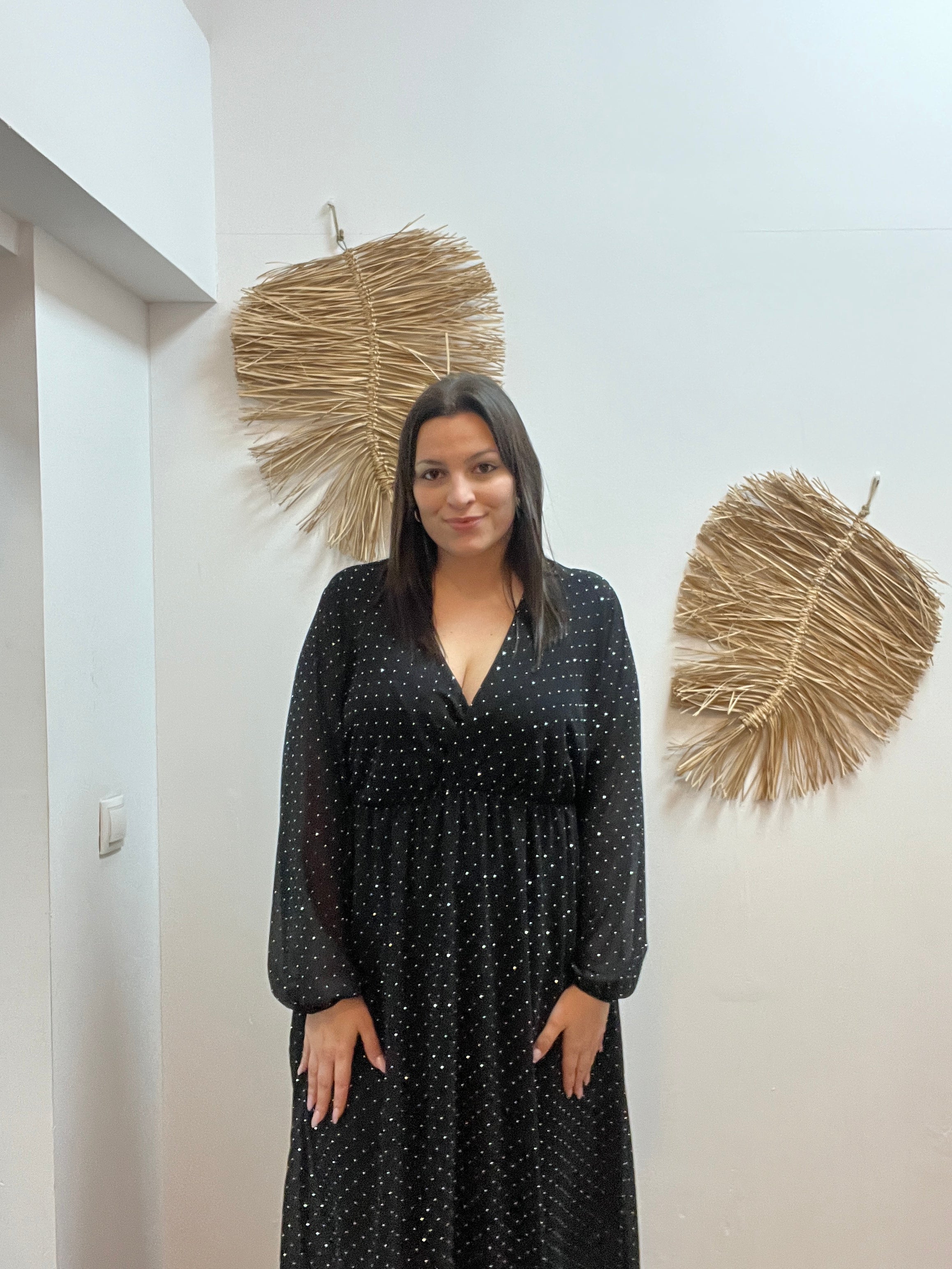 Vestido brillos plata