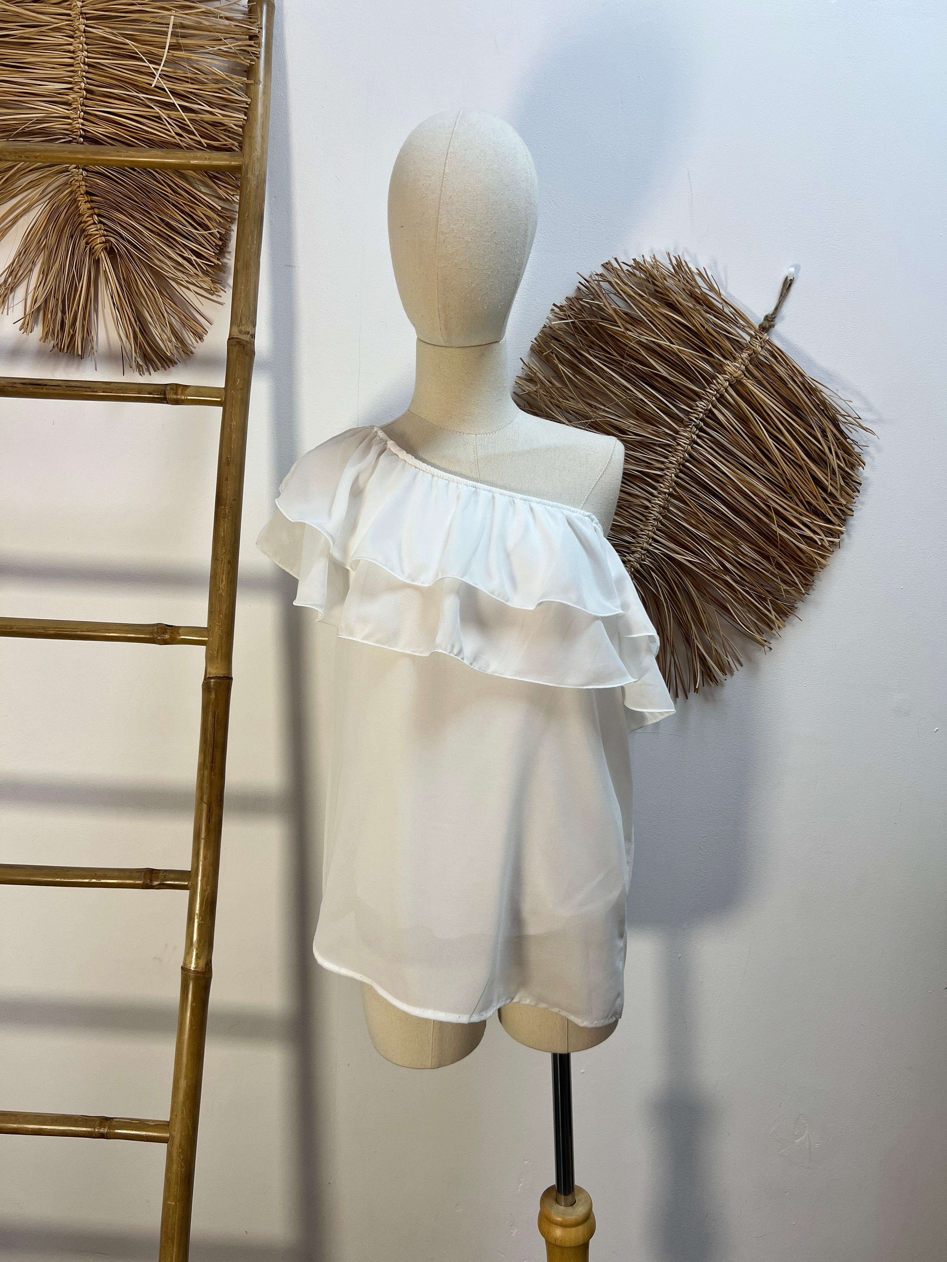 Blusa con volante multiposición