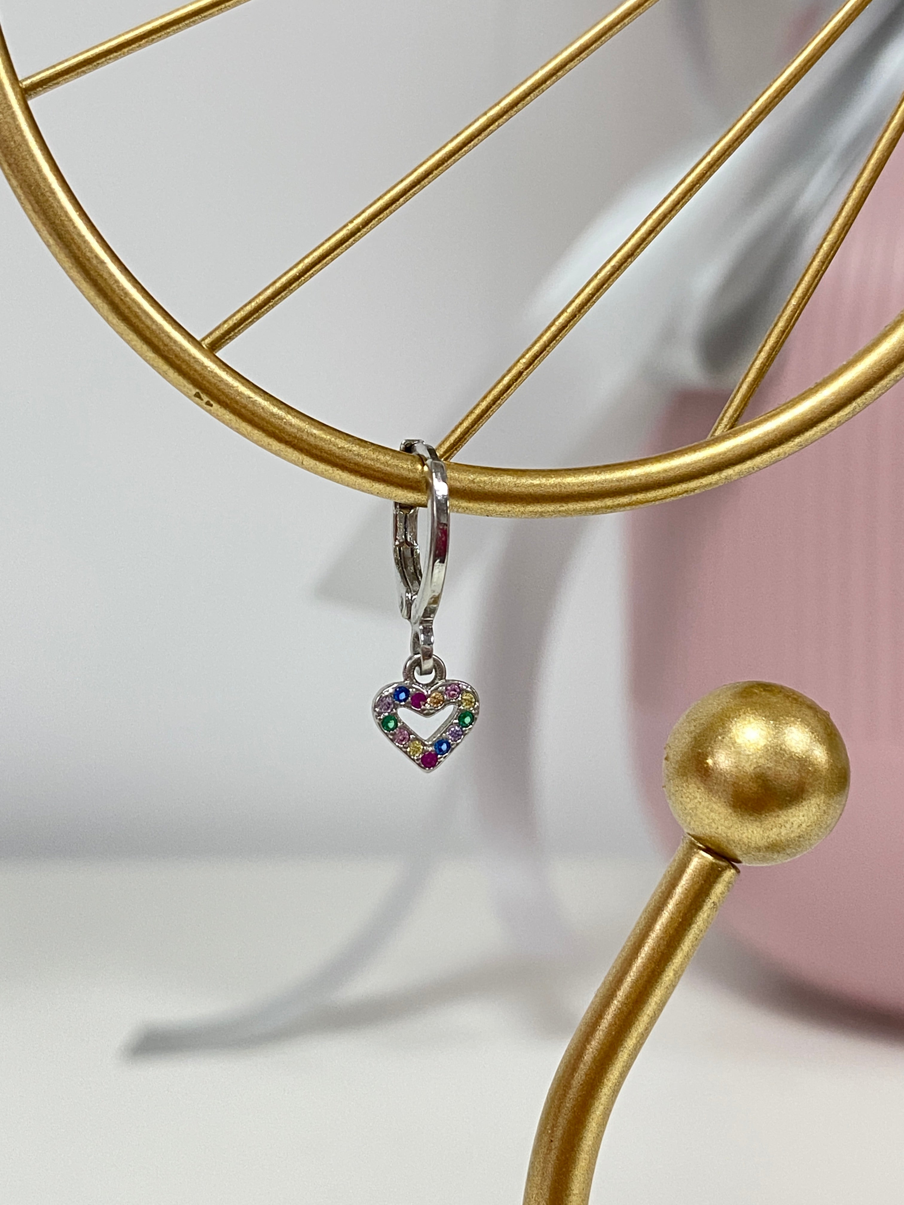 Pendientes corazón aro circonitas