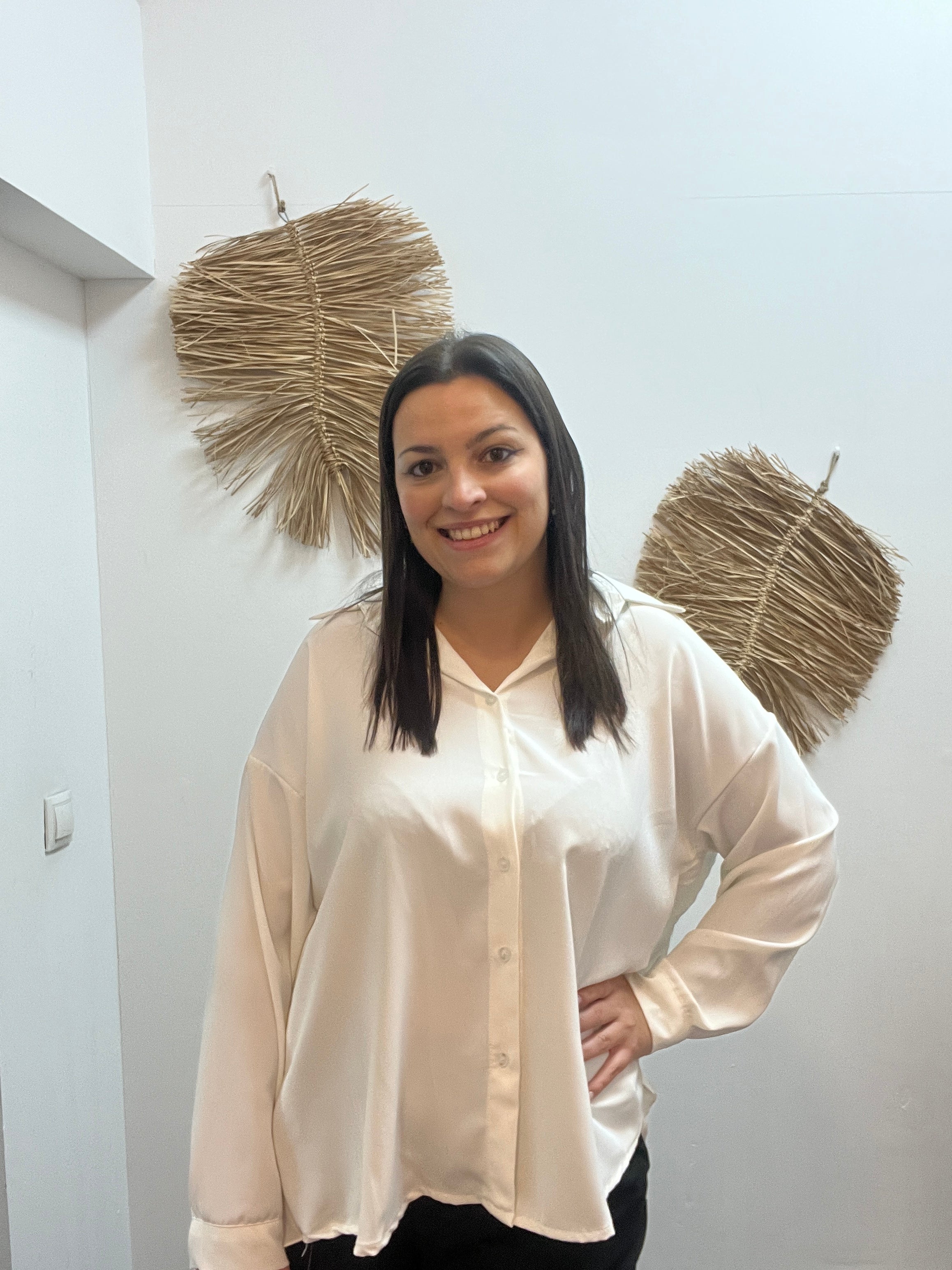 Camisa plisada larga