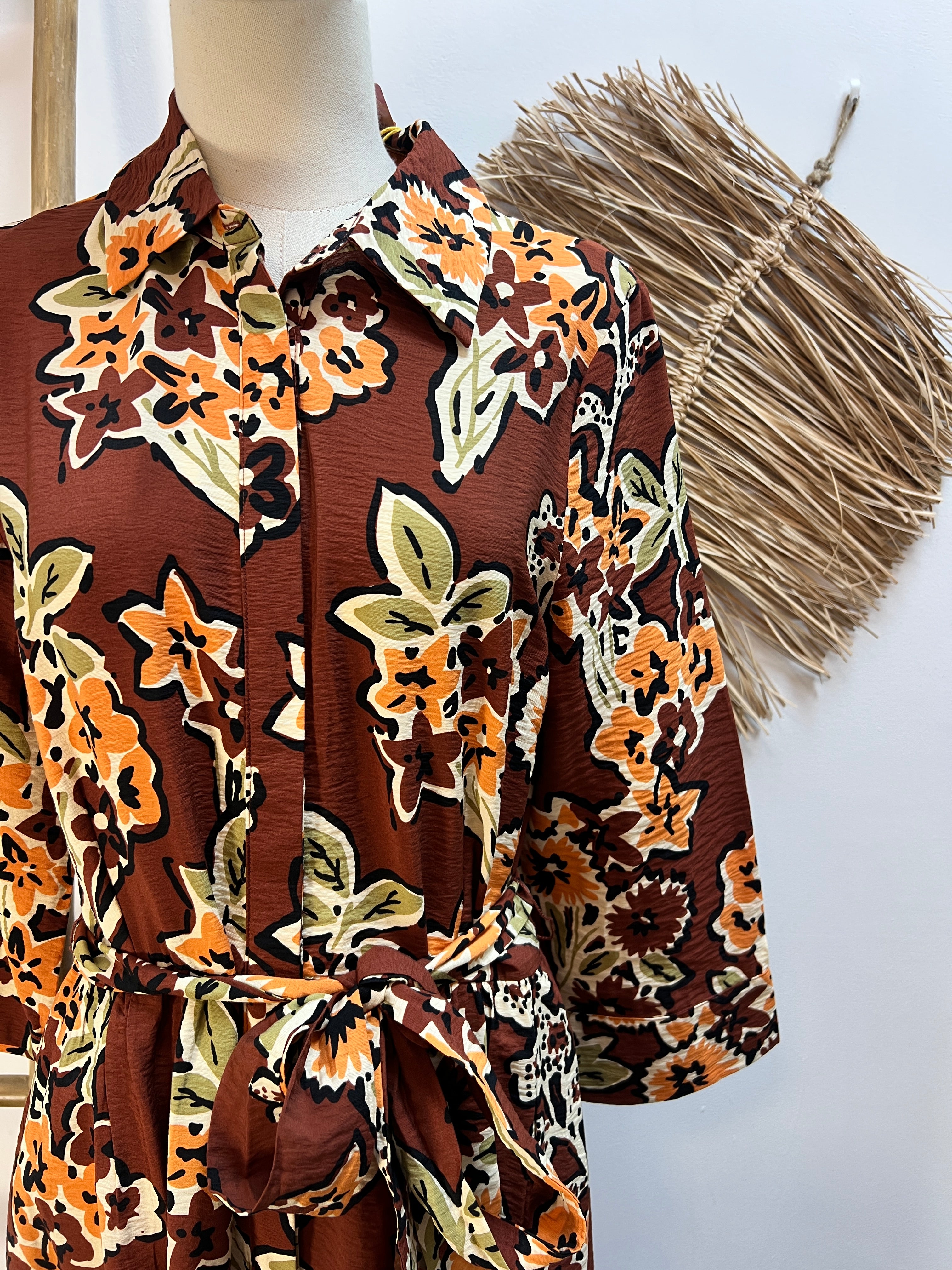 Vestido midi crepe ligero con estampado Daisy CF