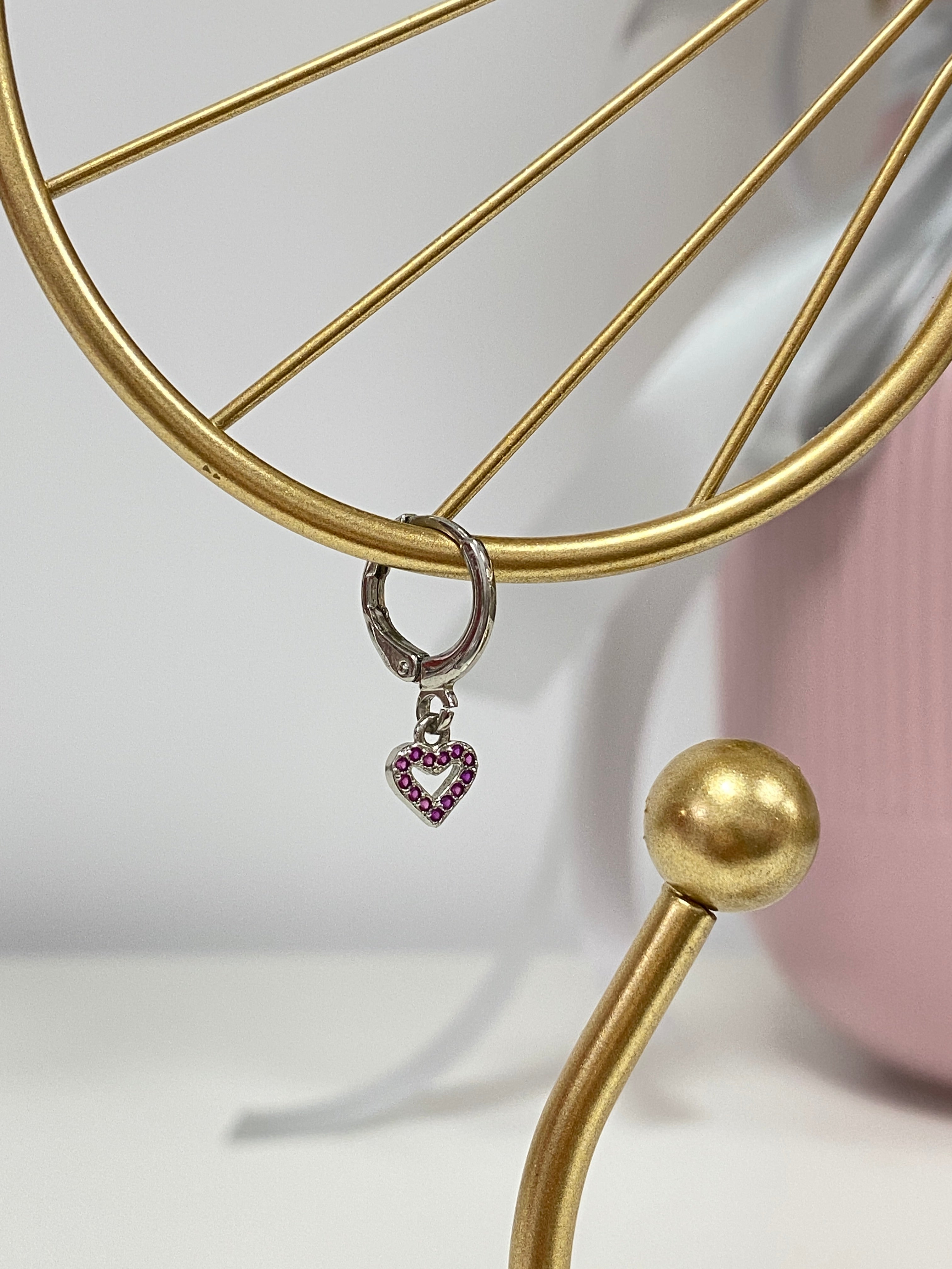 Pendientes corazón aro circonitas