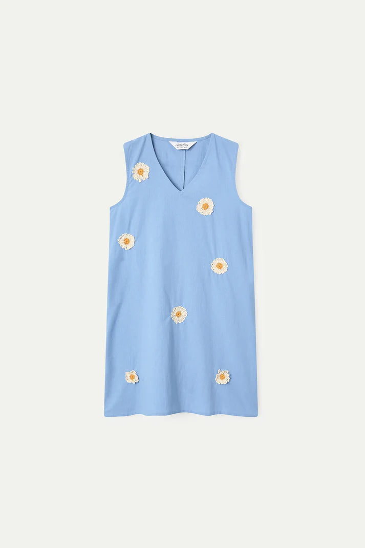 Vestido corto con bordado de margaritas Compañía Fantástica