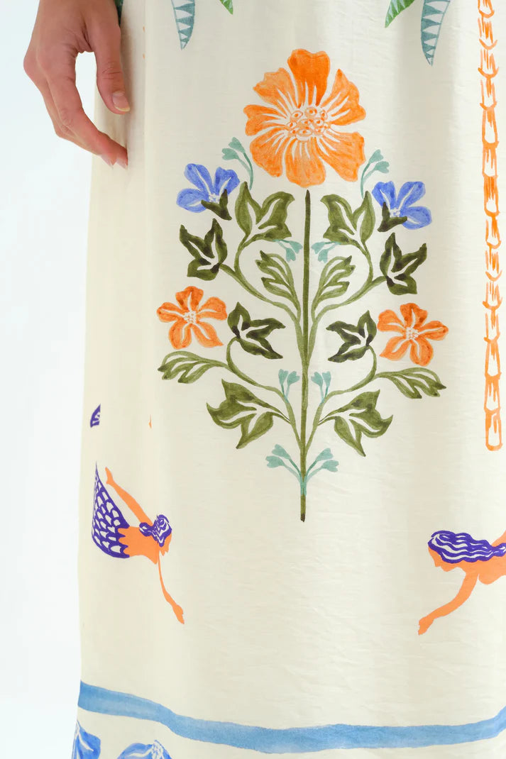 Falda larga con estampado Palm & Mermaid CF