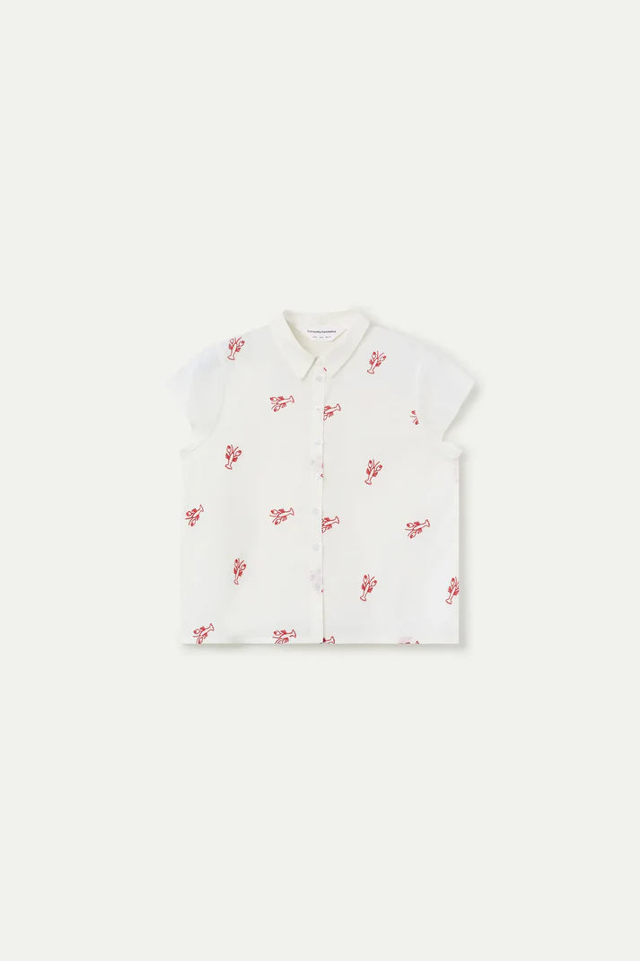 Camisa con bordado de langosta roja Compañía Fantástica