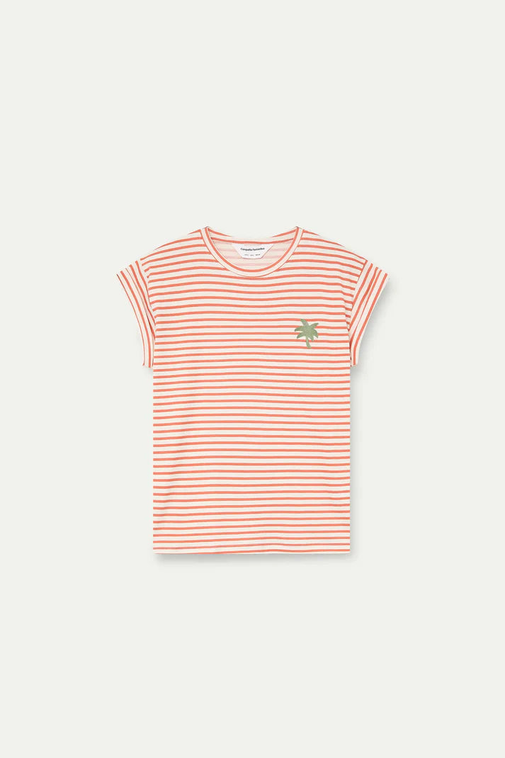 Camiseta con estampado de rayas blanco y rojo Compañía Fantástica