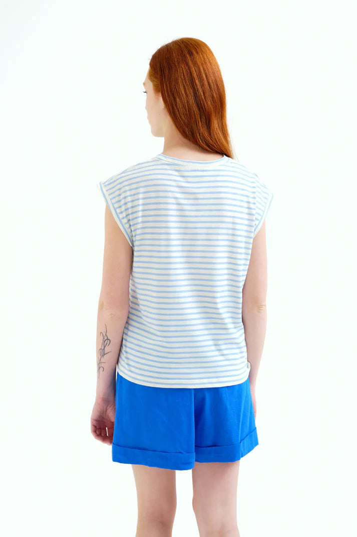 Camiseta con estampado de rayas blanco y azul Compañía Fantástica