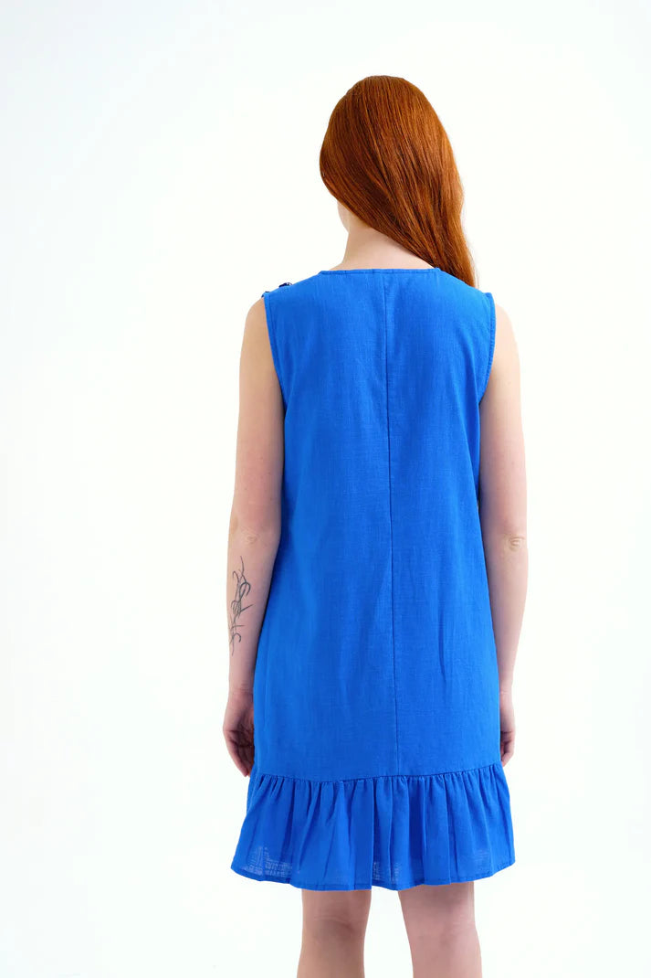 Vestido corto 100% algodón azul marino con apliques de estrellas Compañía Fantástica