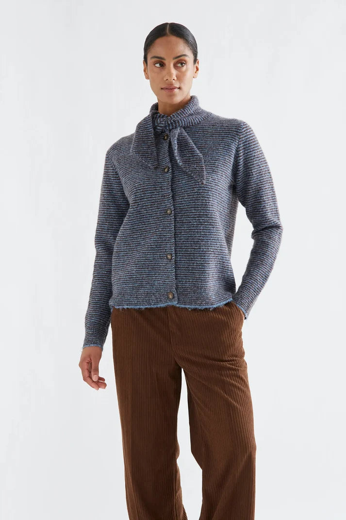 CARDIGAN PUNTO CON ESTAMPADO RAYAS AZUL Y MARRON (COMPAÑIA FANTASTICA)