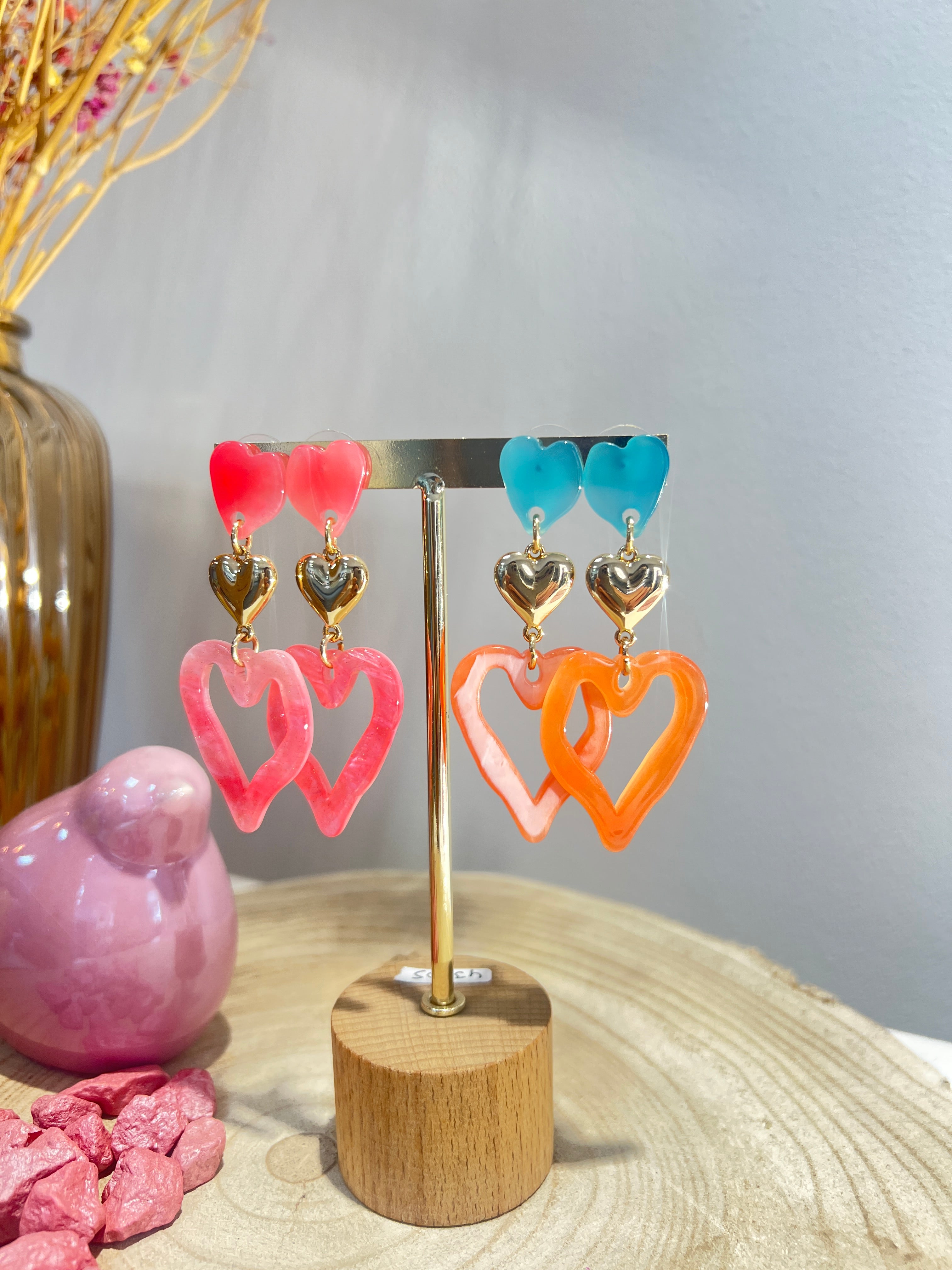 Pendientes Silueta Corazón Triple