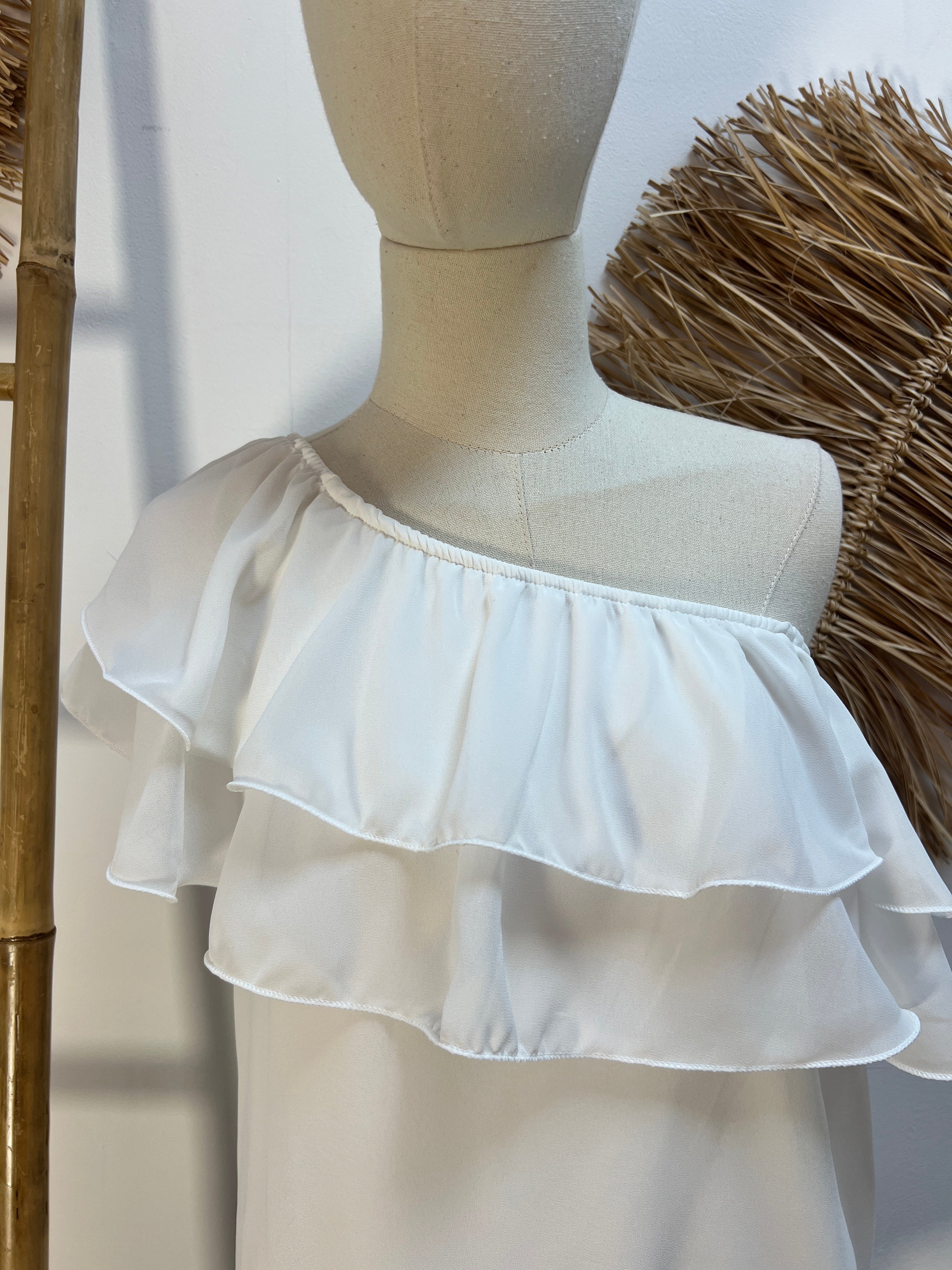 Blusa con volante multiposición