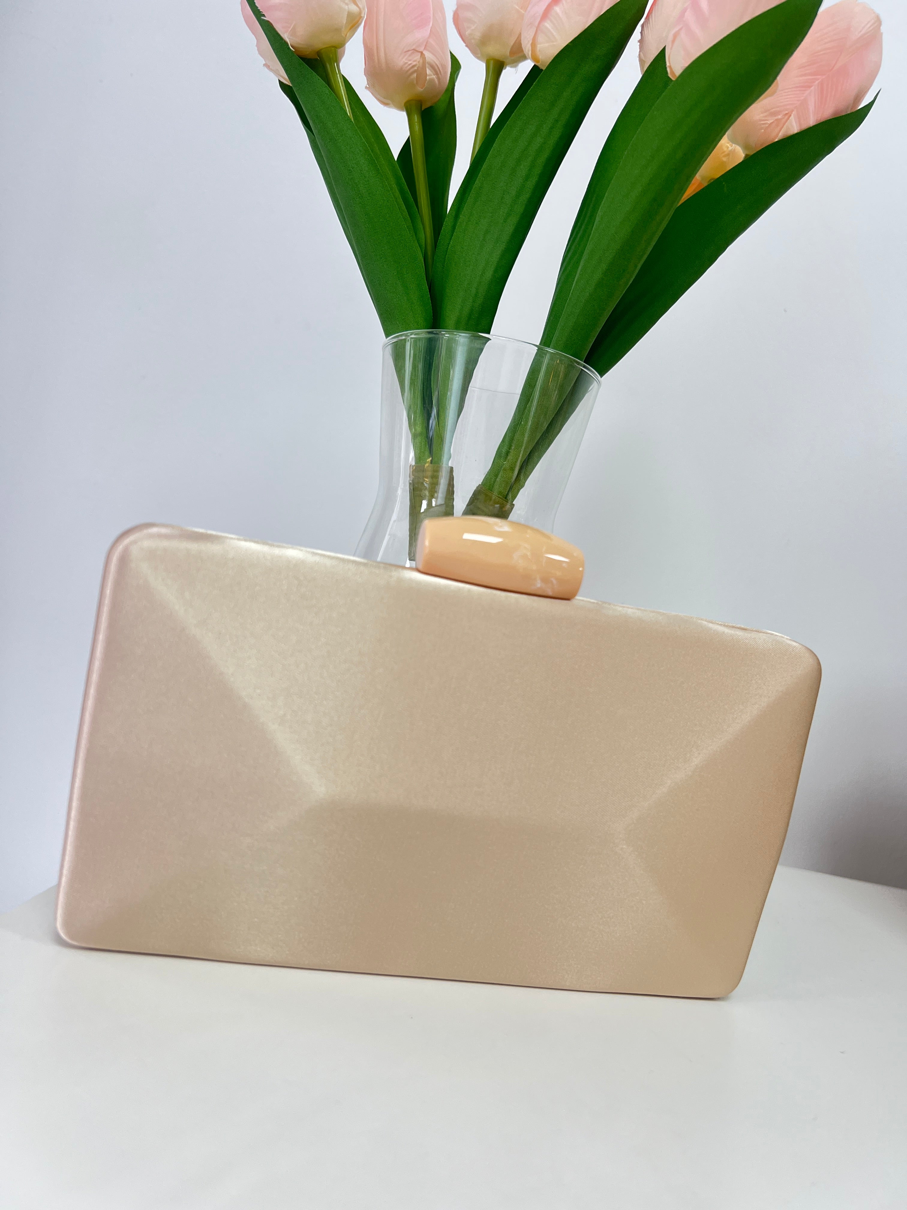 Bolso de Fiesta Satinado Beige
