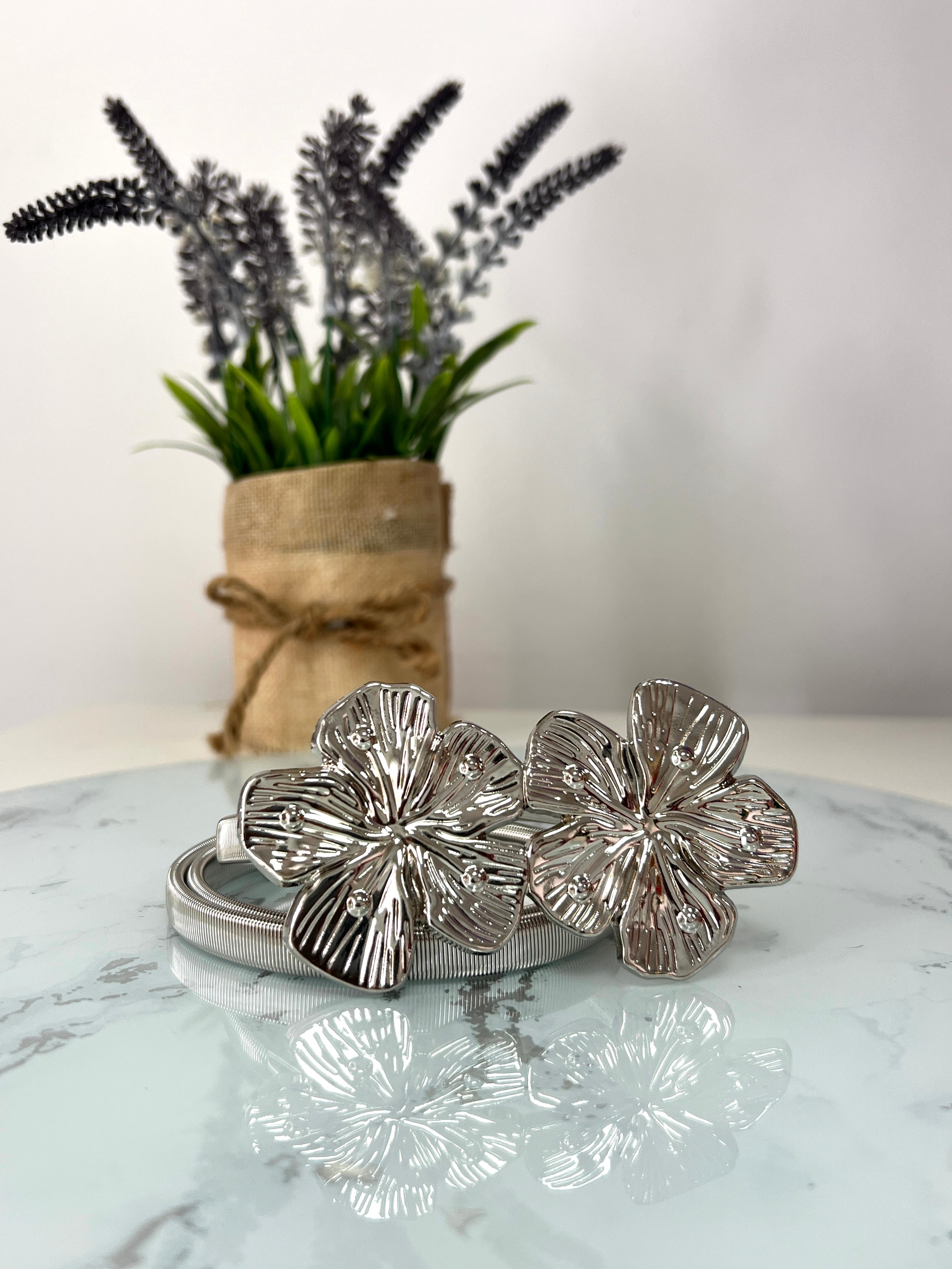 Cinturón fiesta dos flores