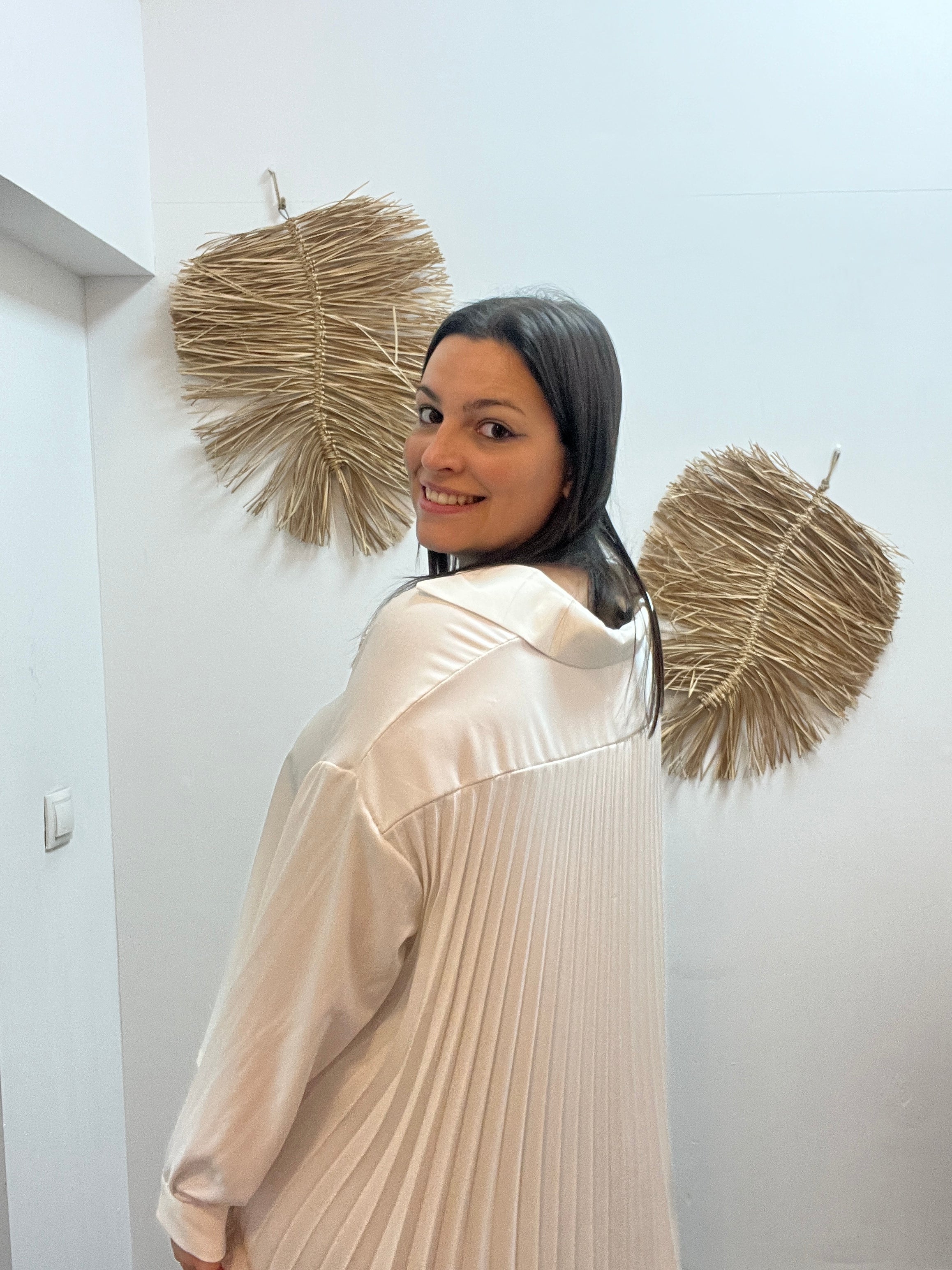 Camisa plisada larga