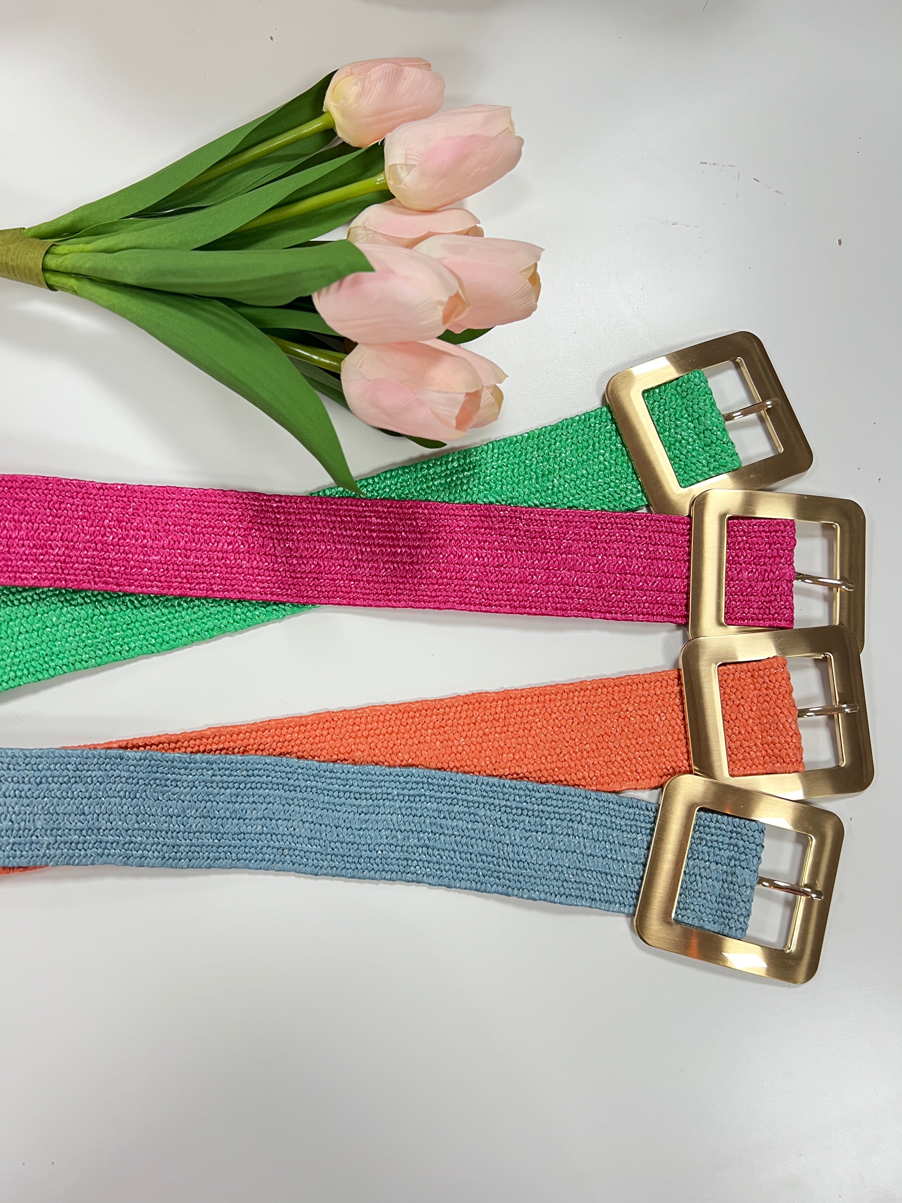 Cinturón elástico hebilla dorada