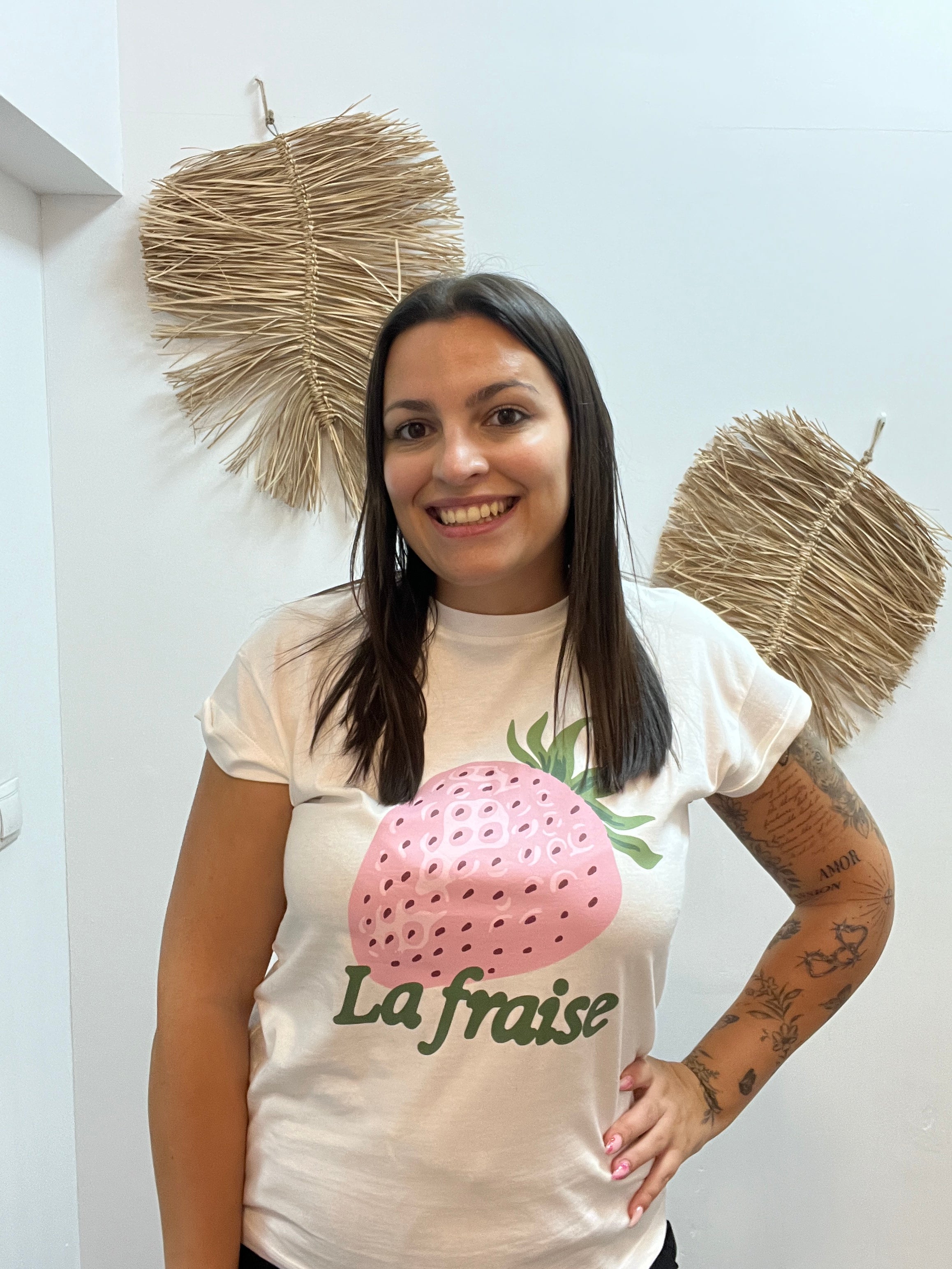 Camiseta blanca 100%algodon con estampados Le fraise CF