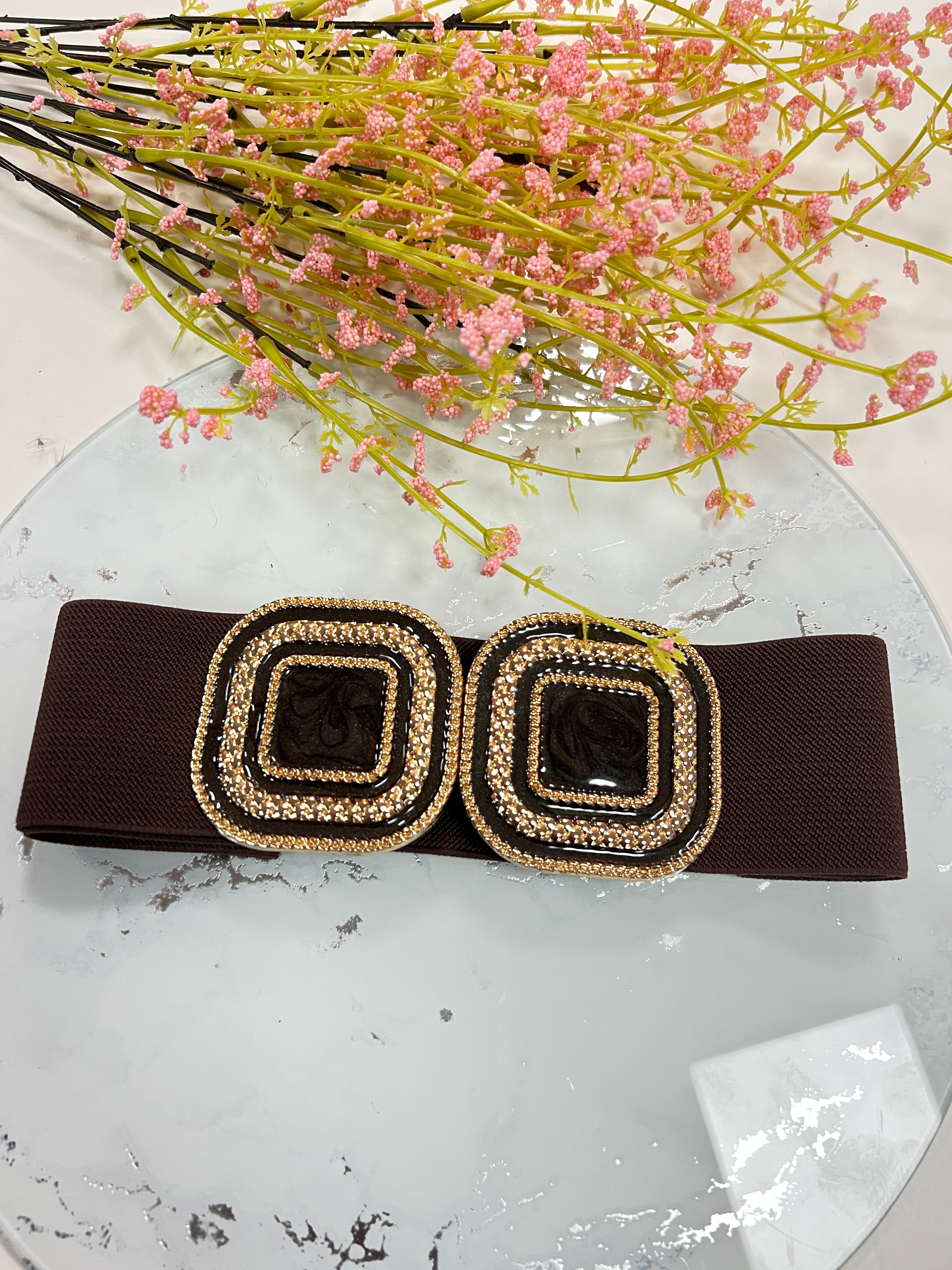 Cinturón elástico cuadrado doble