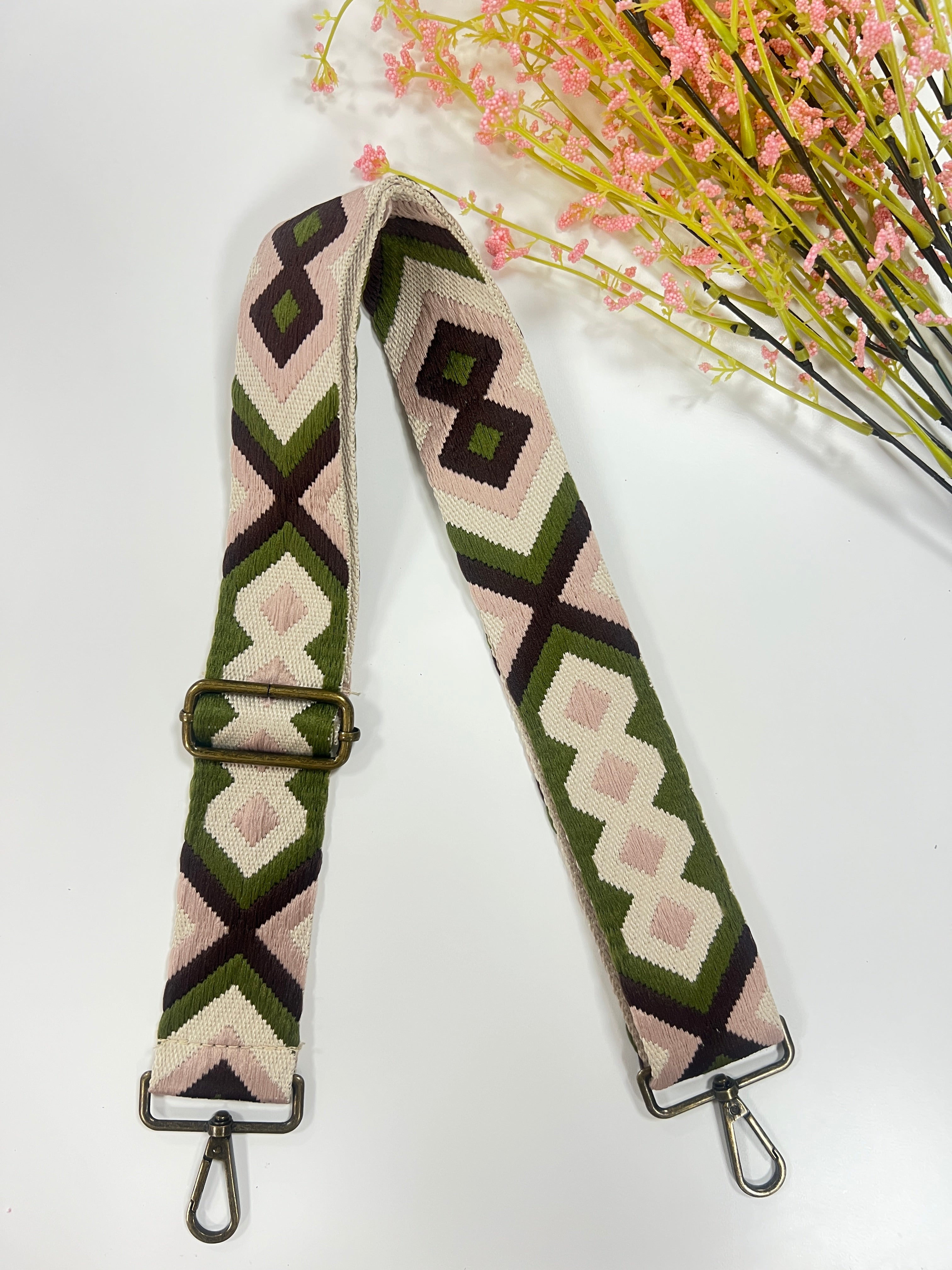 Correa verde oliva rosa