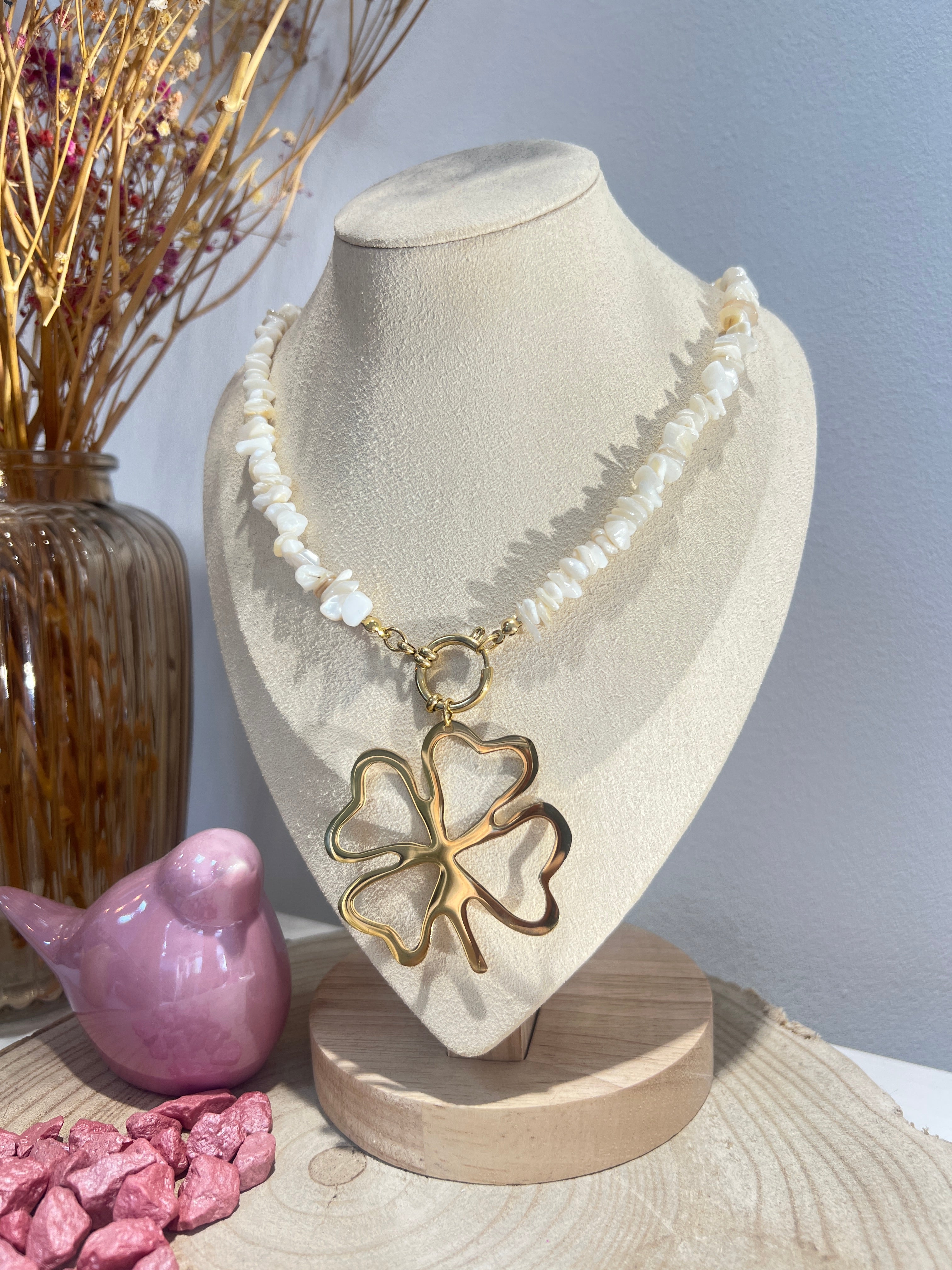 Collar Nácar Trébol Grande