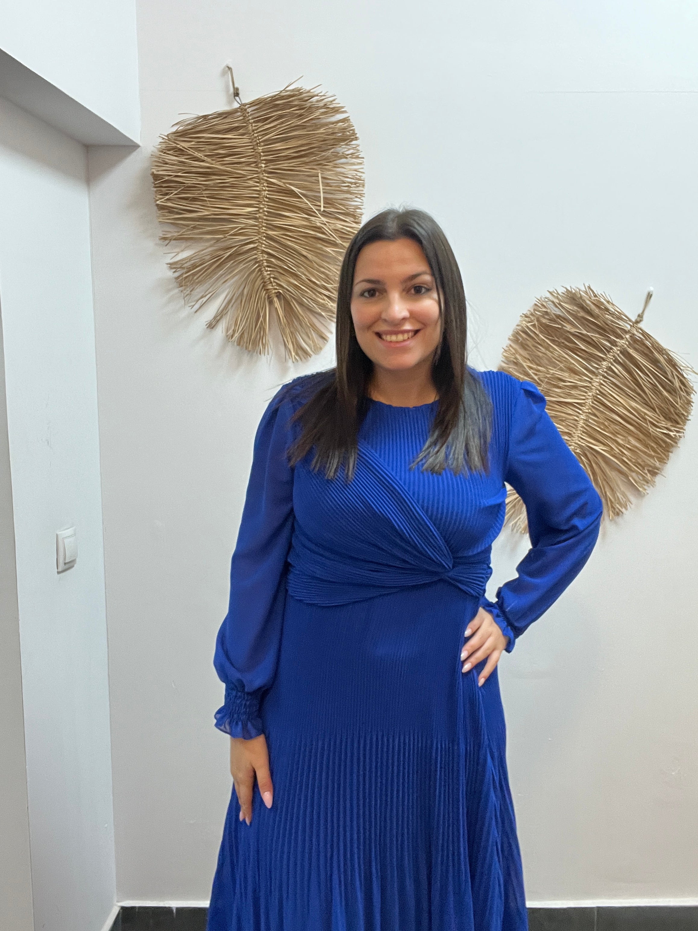 Vestido detalle cruzado plisado