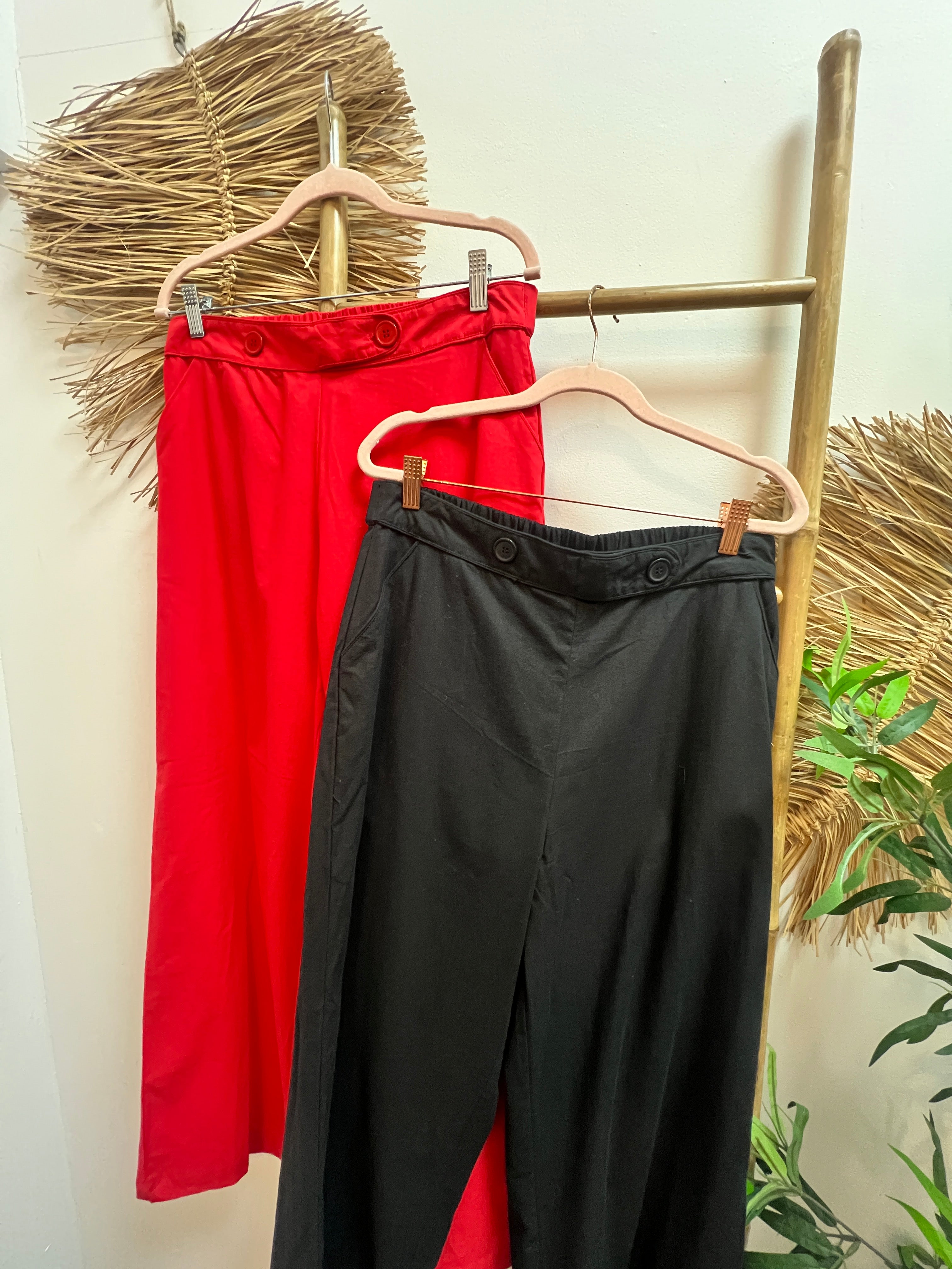 Pantalón recto botones negro CF