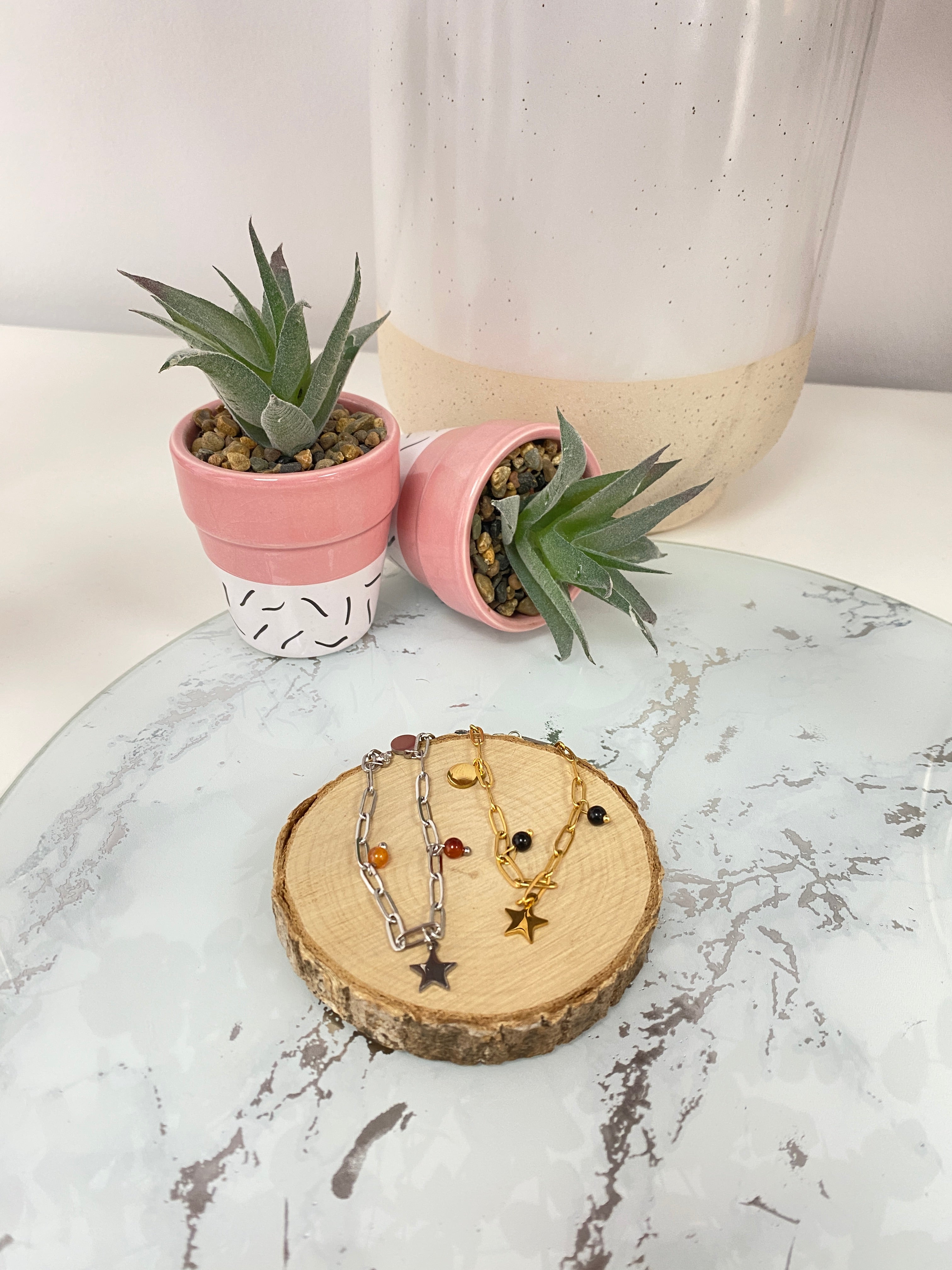 Pulsera cadena estrella dorada