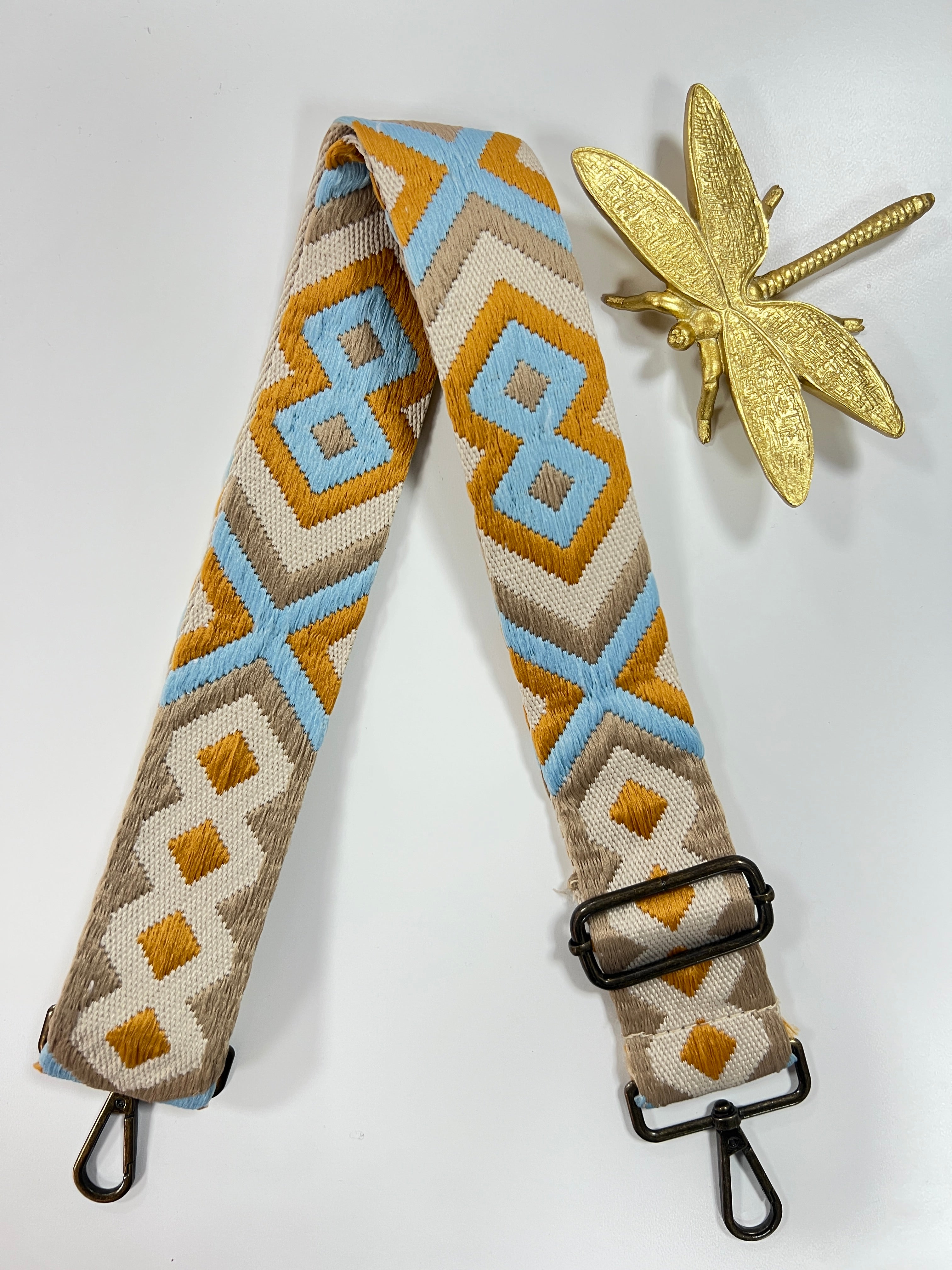 Correa rombos azul y mostaza