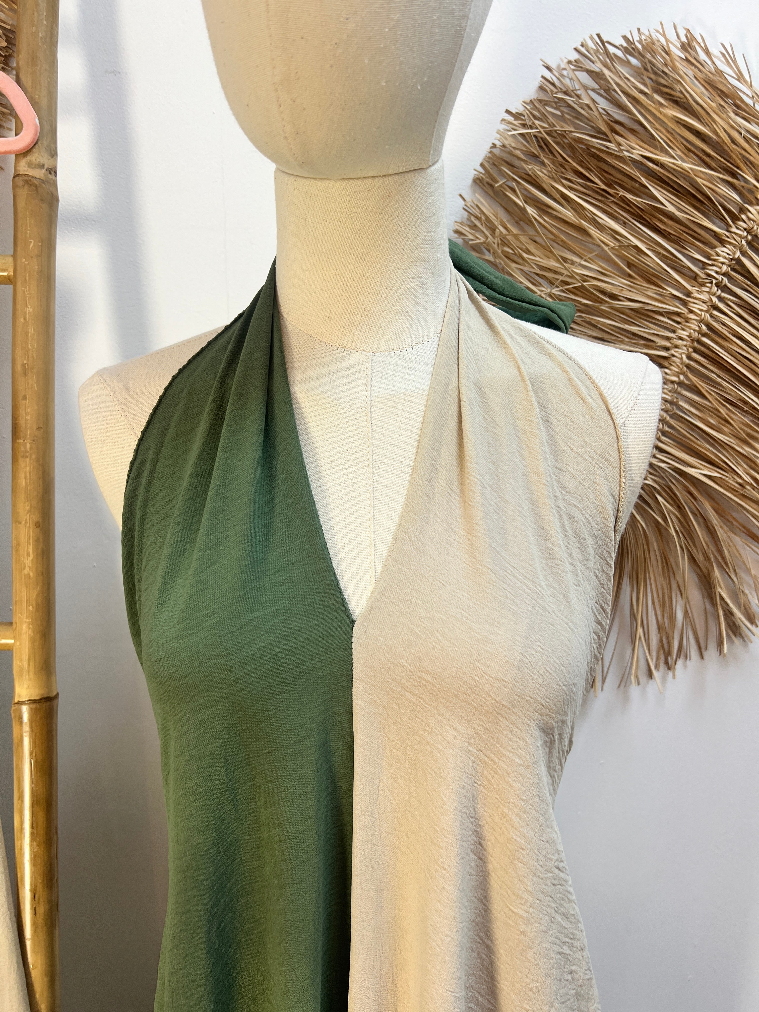 Vestido cruzado bicolor