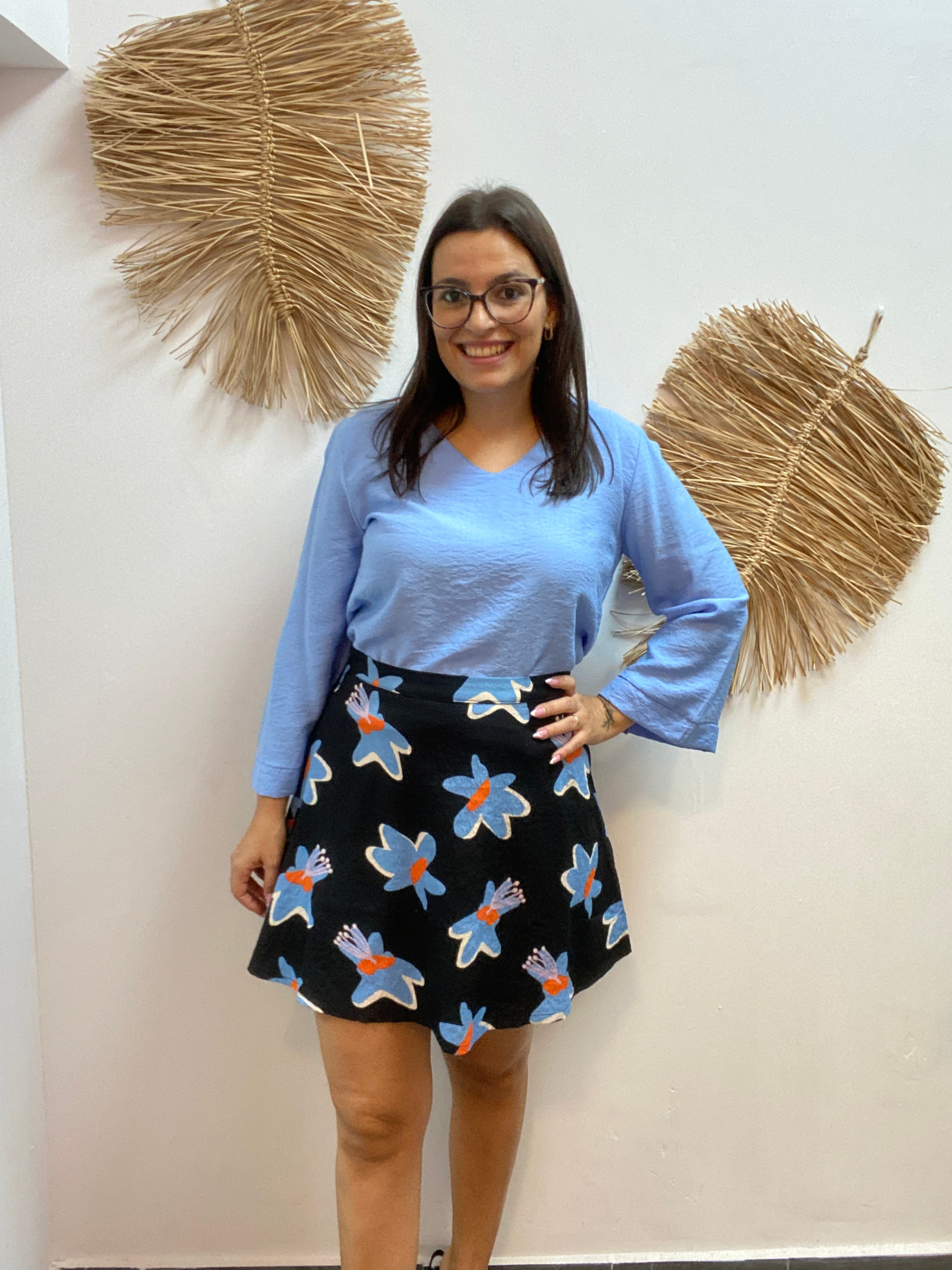 Falda corta estampado catalea negra CF