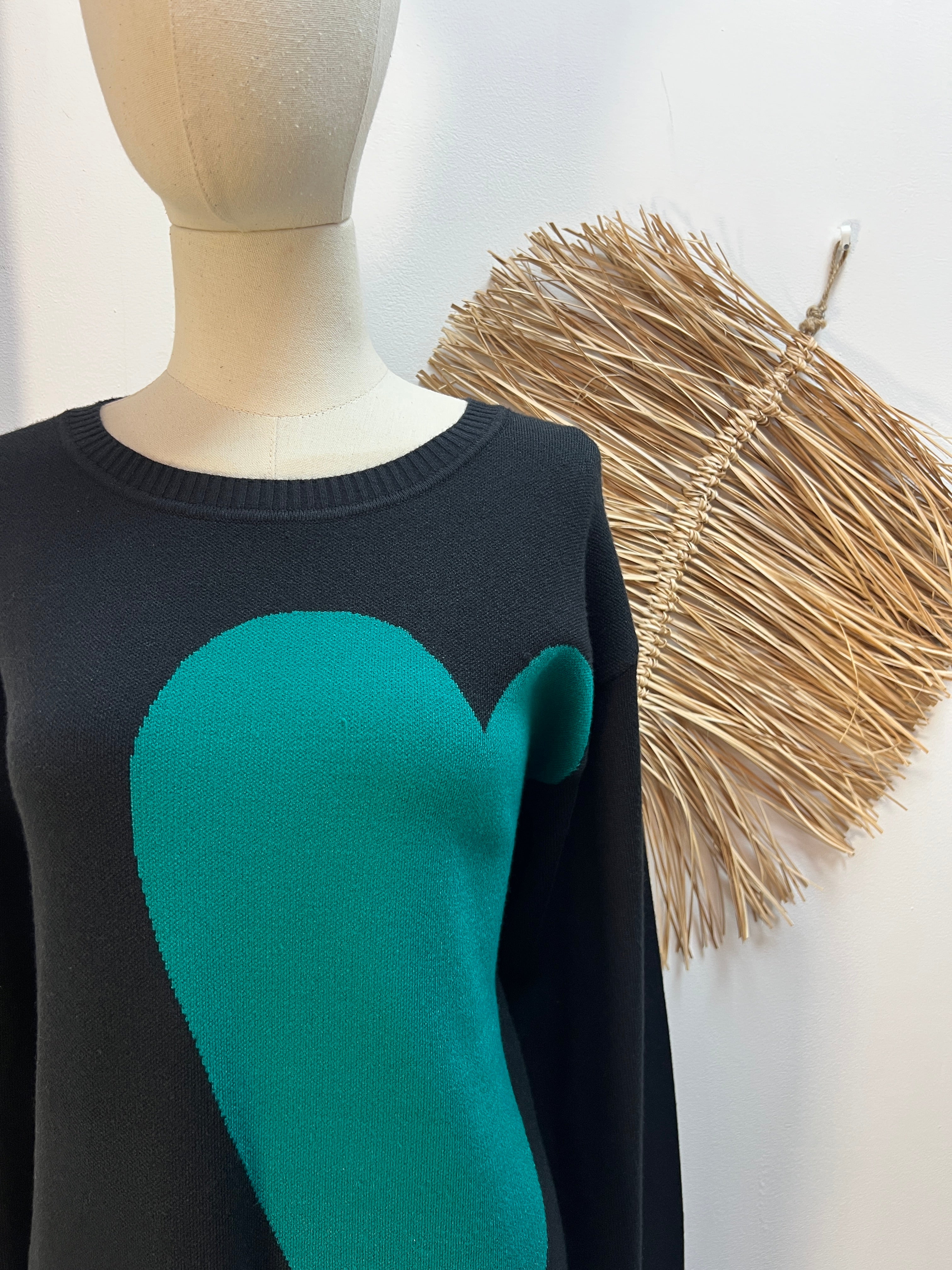 Vestido midi jacquard con estampado super green heart CF