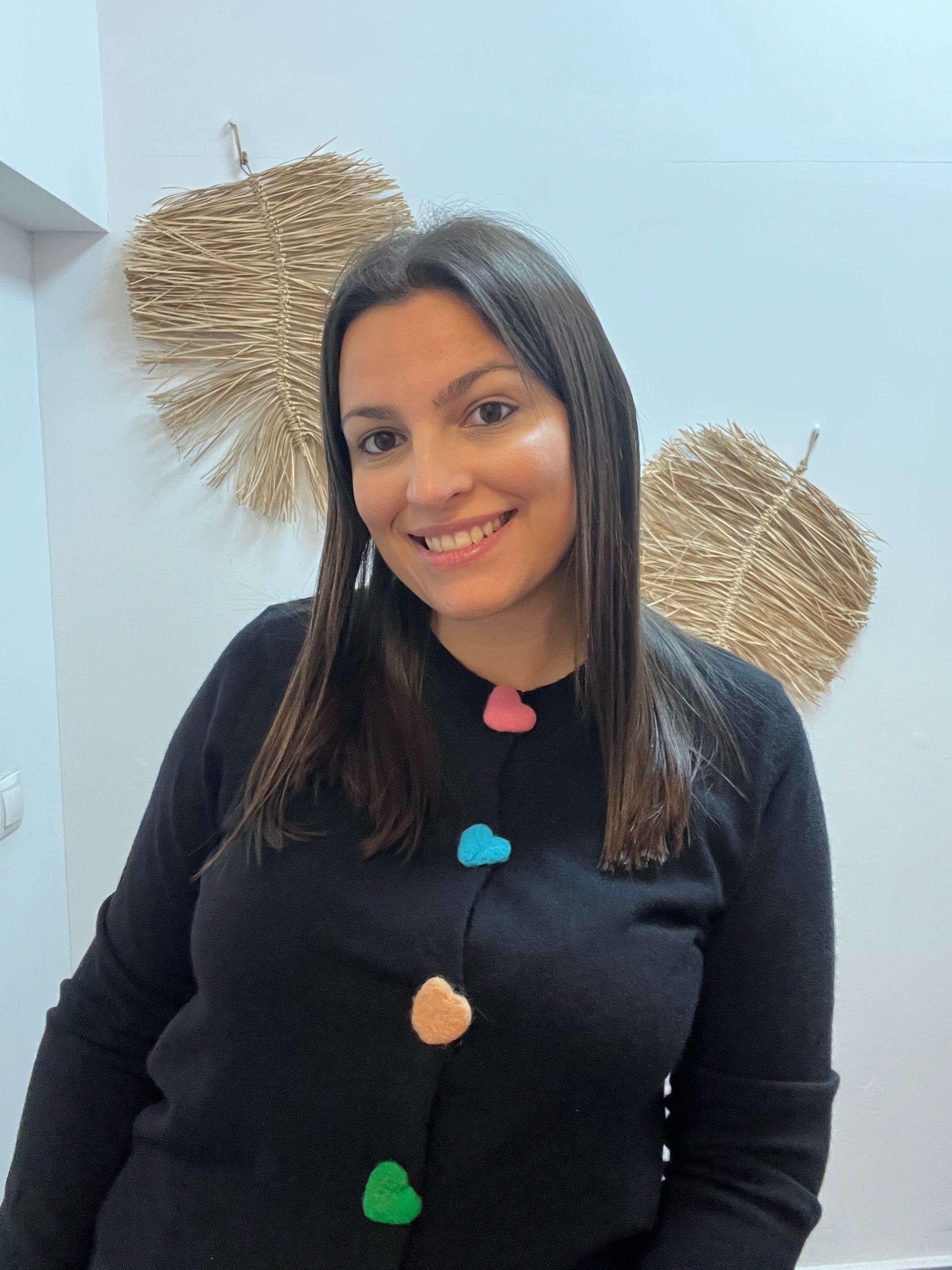 Cárdigan punto con detalle corazones negro CF