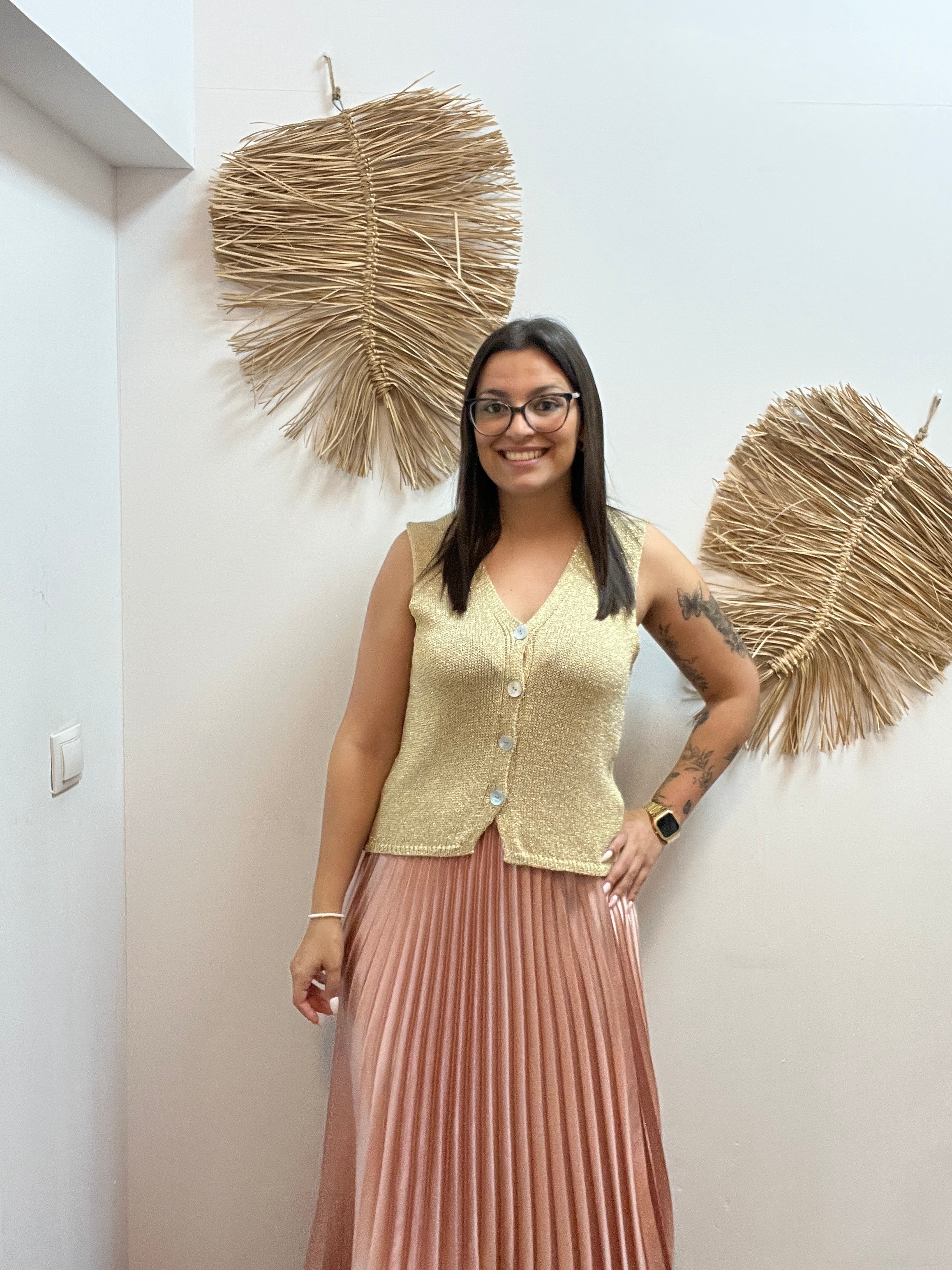 Falda satén plisada