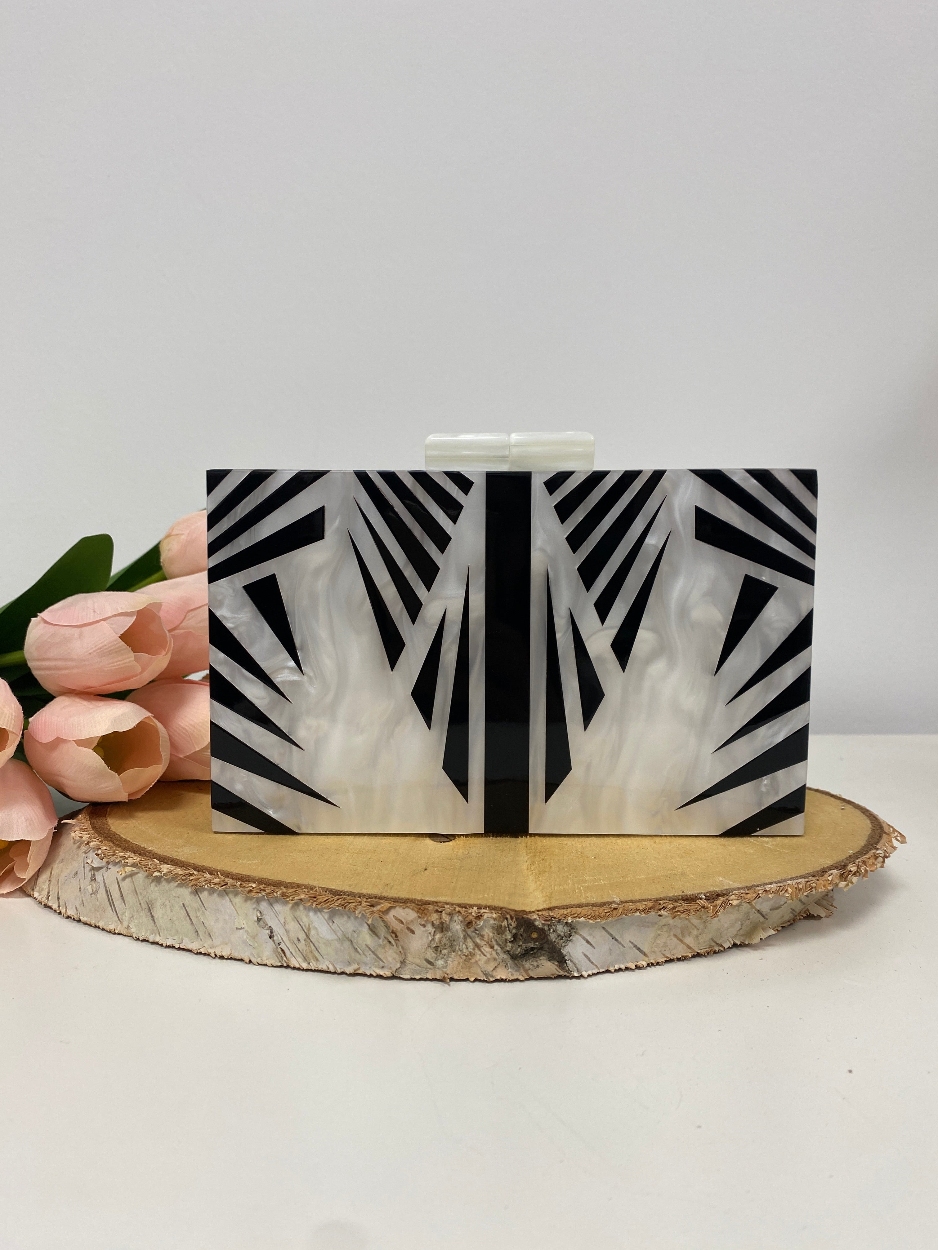 Bolso fiesta dibujo blanco y negro