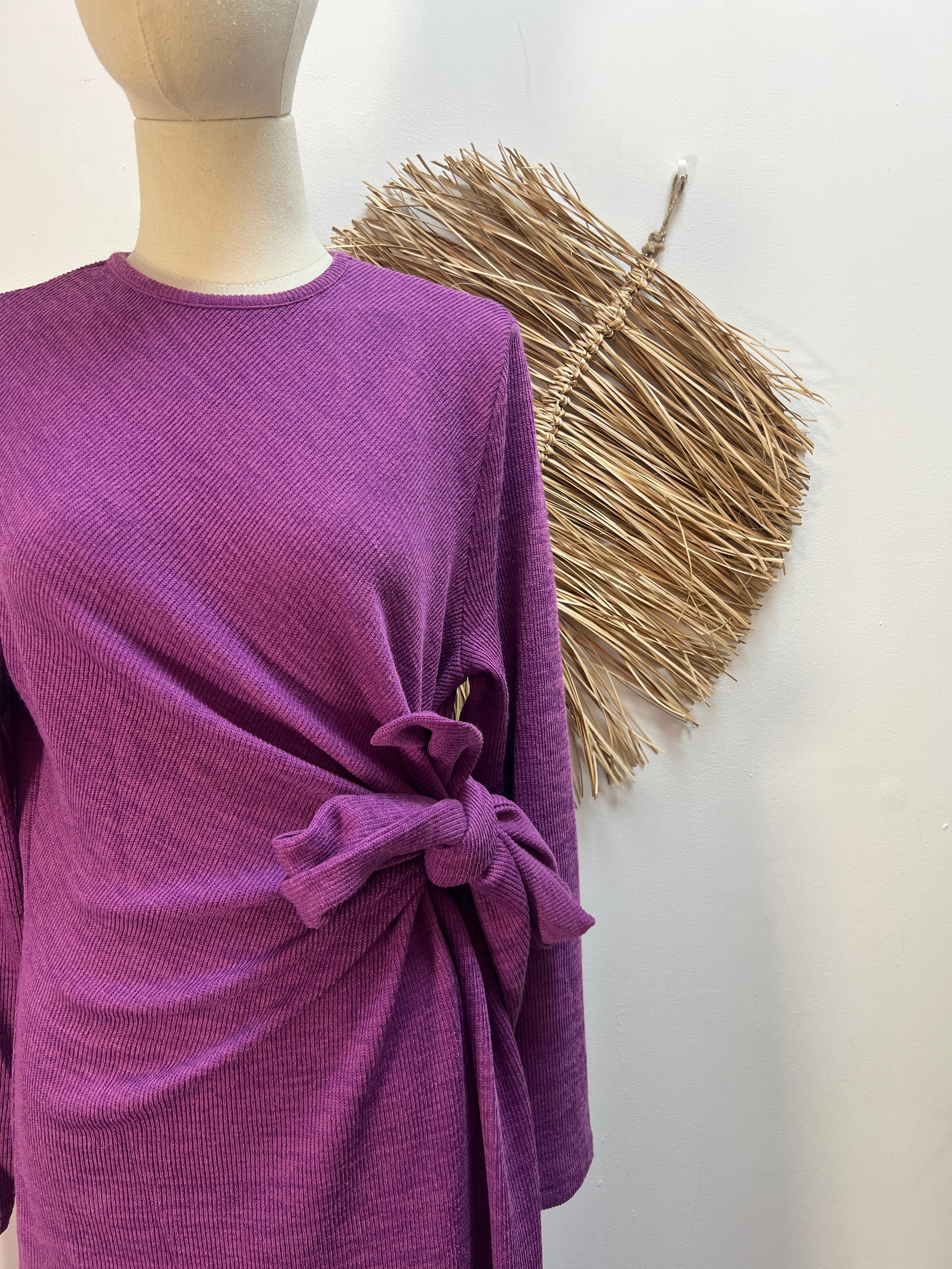 Vestido largo punto canalé magenta CF