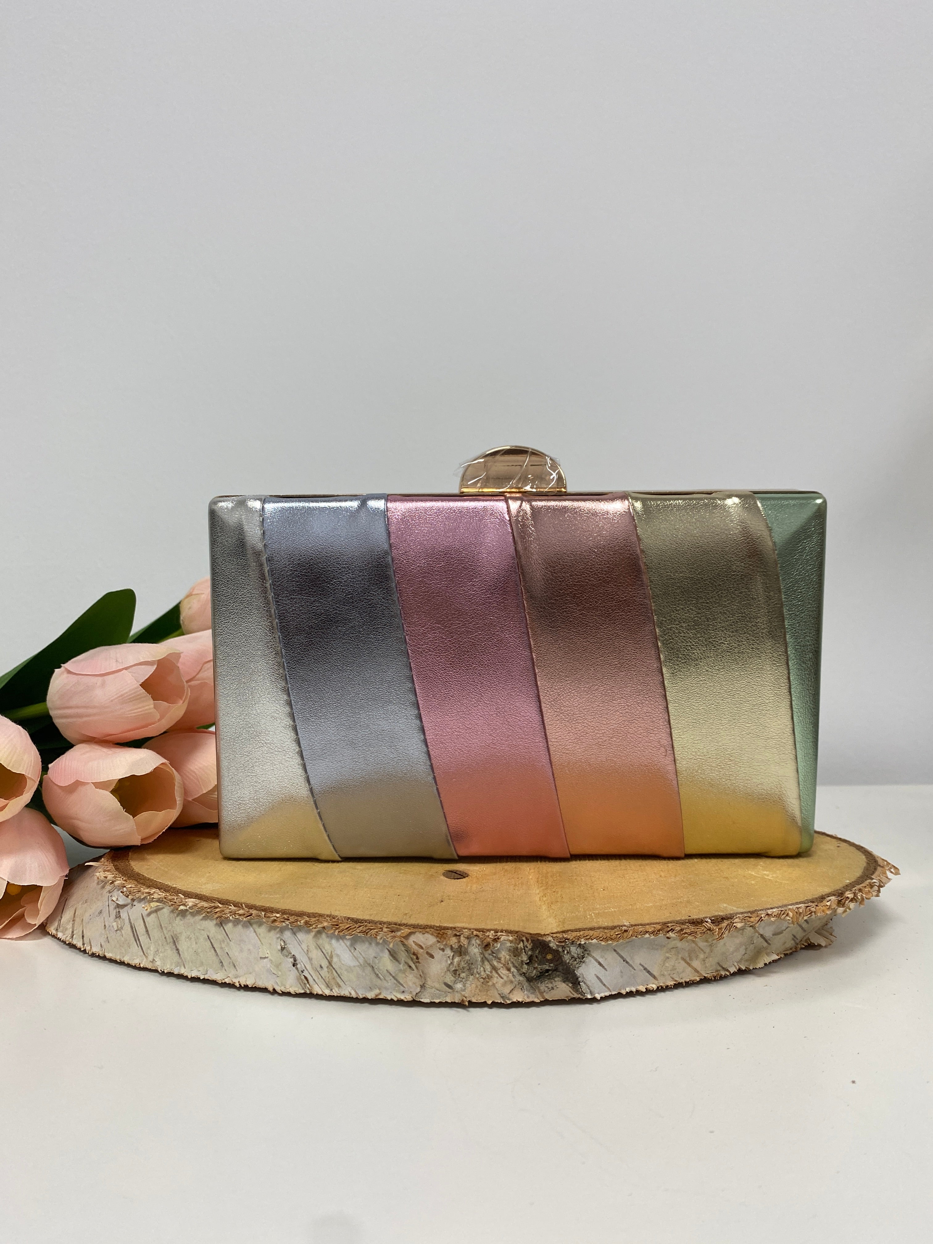 Bolso fiesta rayas metalizado