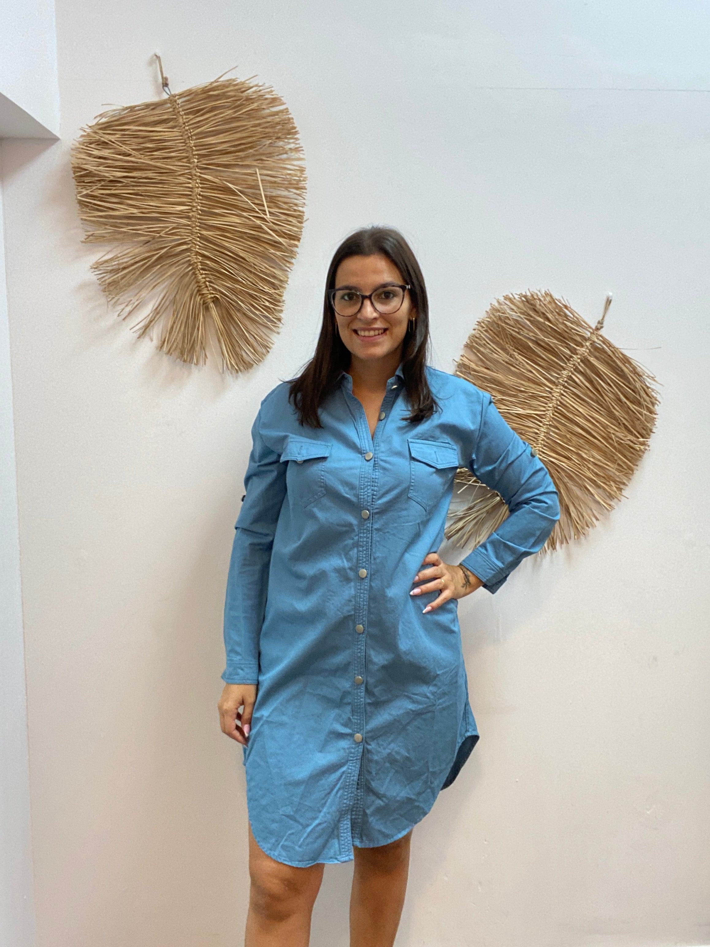 Vestido camisero azul