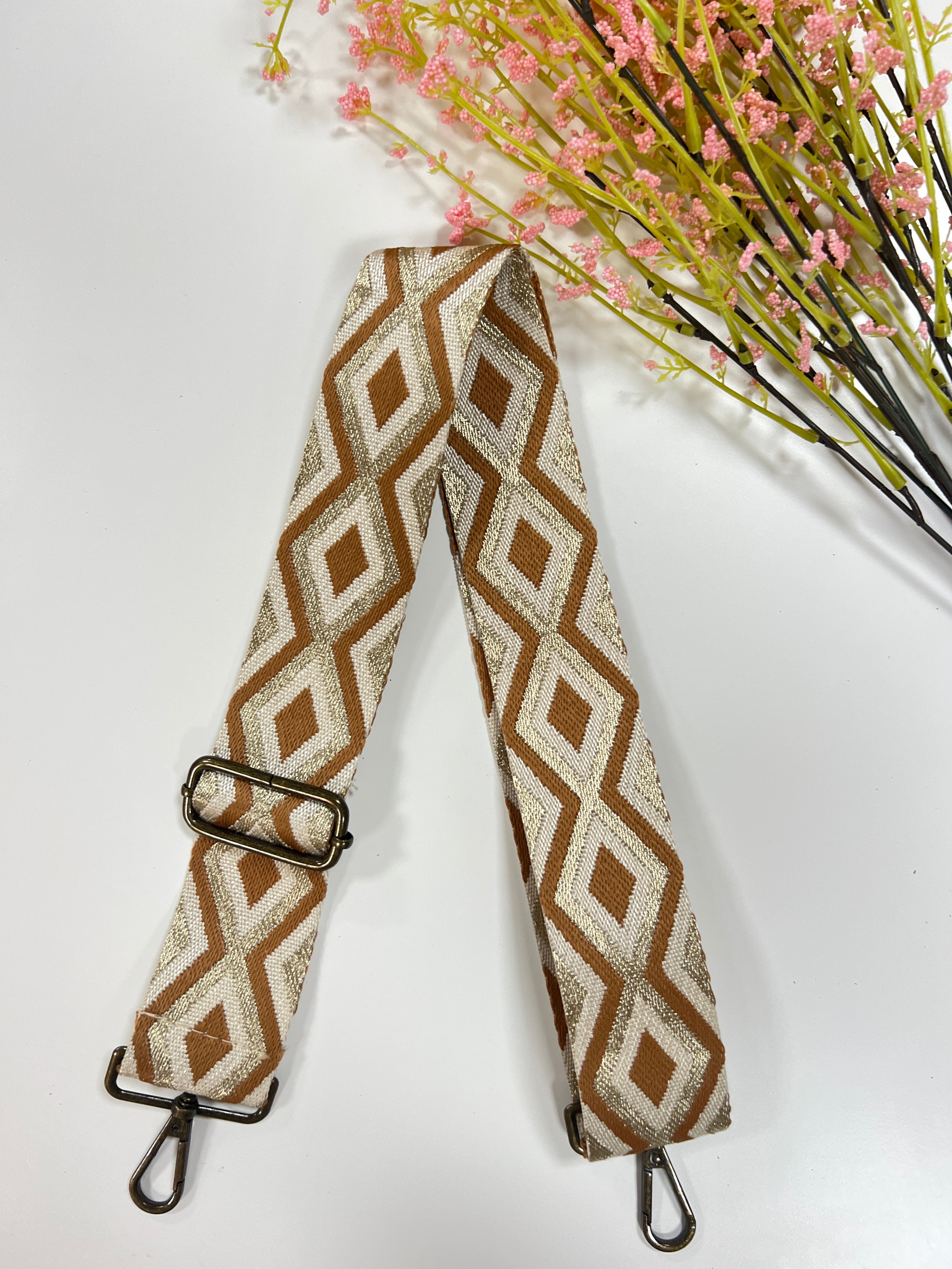 Correa rombos Camel dorado