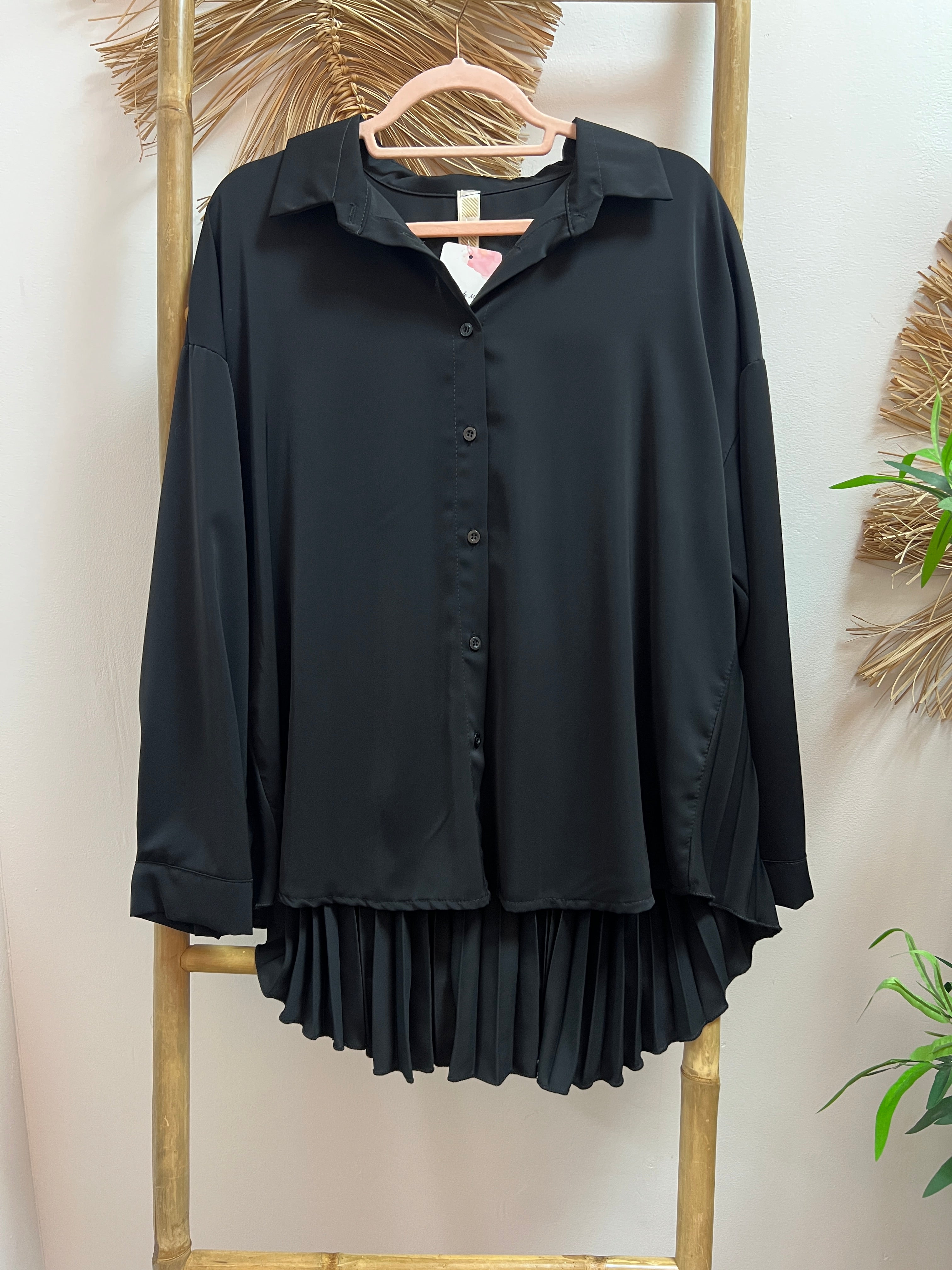 Camisa plisada larga