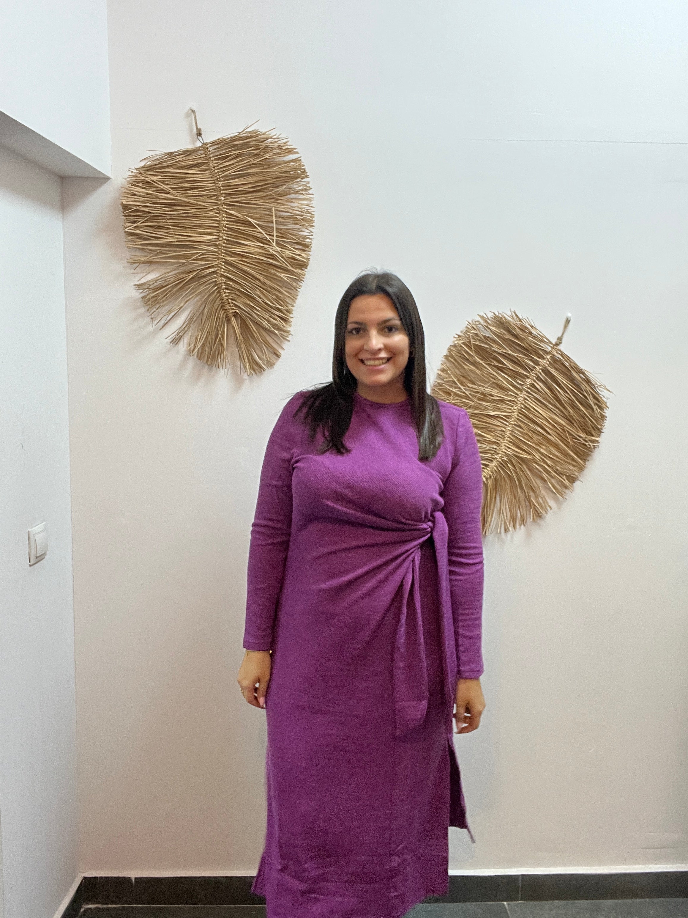 Vestido largo punto canalé magenta CF