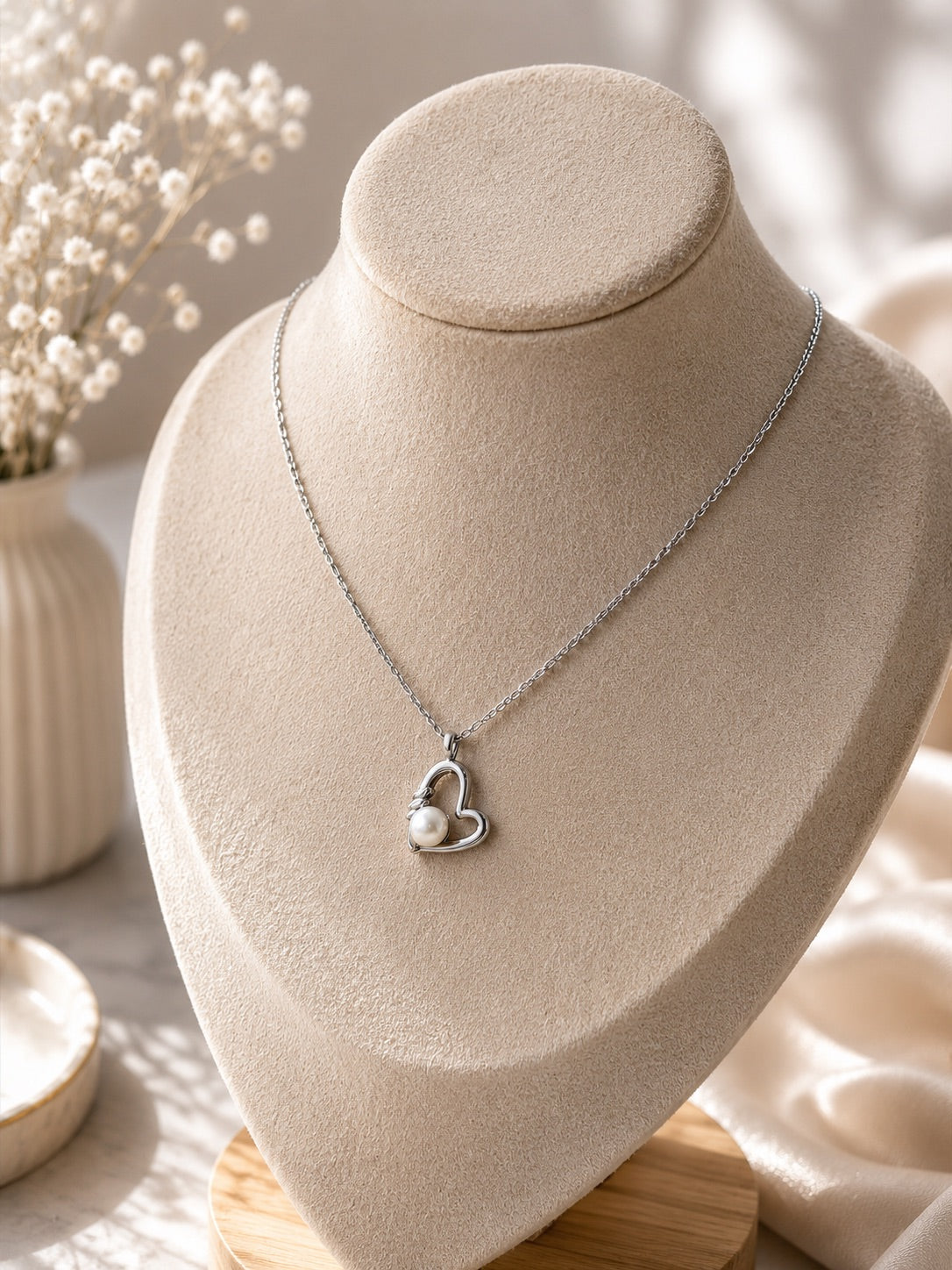 Collar corazón perla