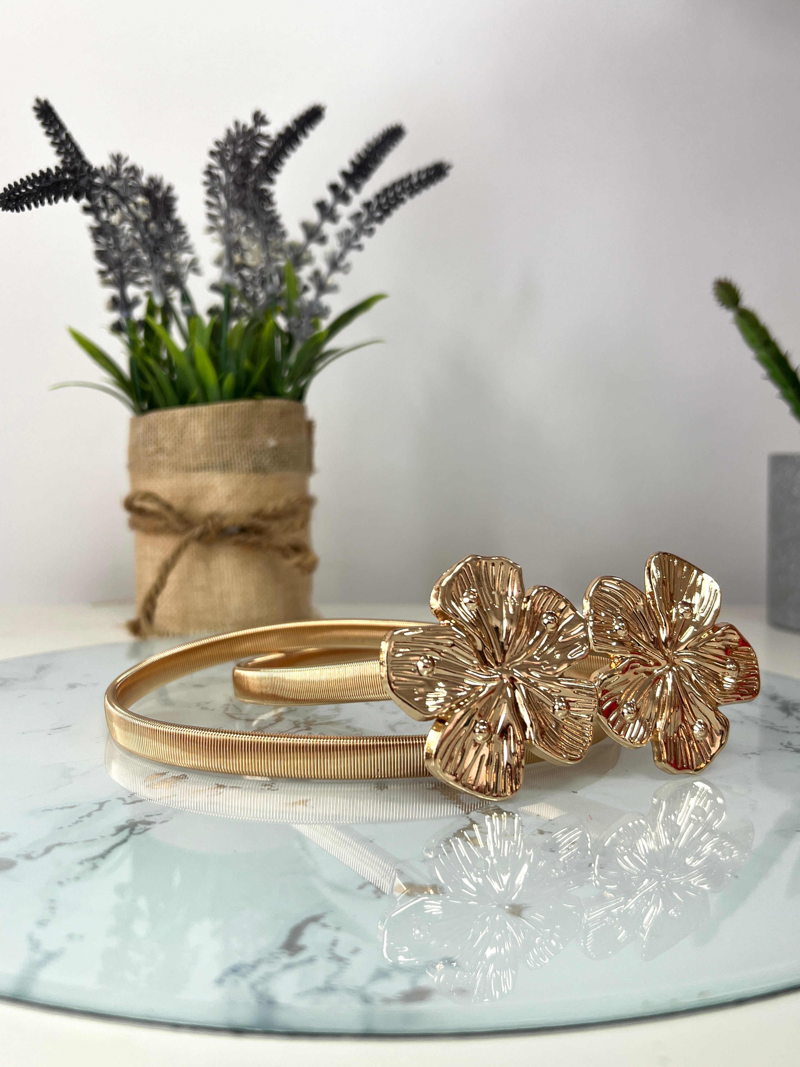 Cinturón fiesta dos flores