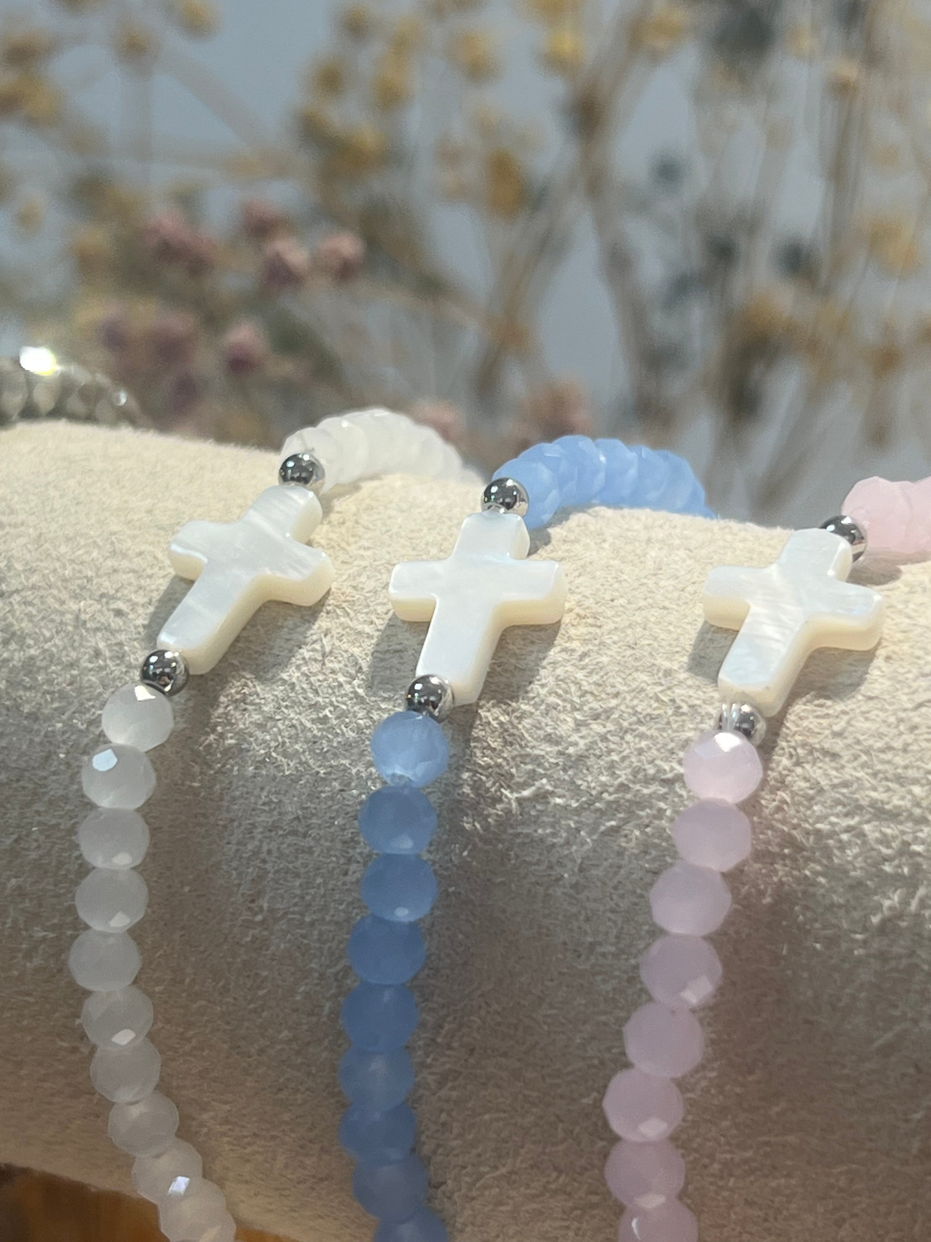 Pulsera elástica diseño nácar