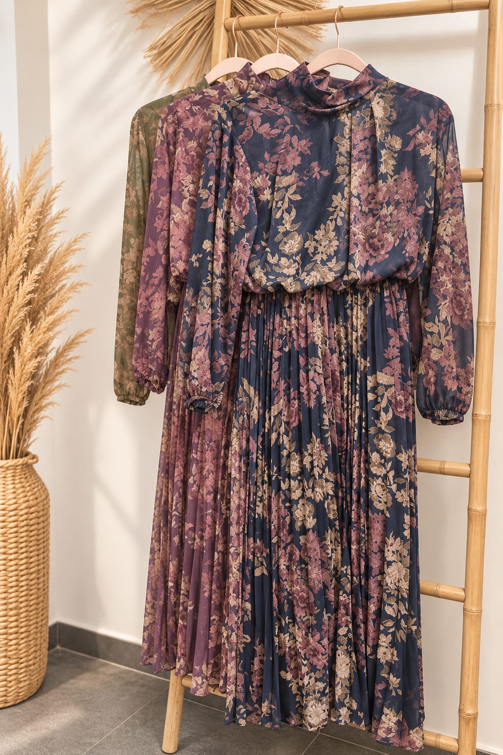 vestido floreado plisado