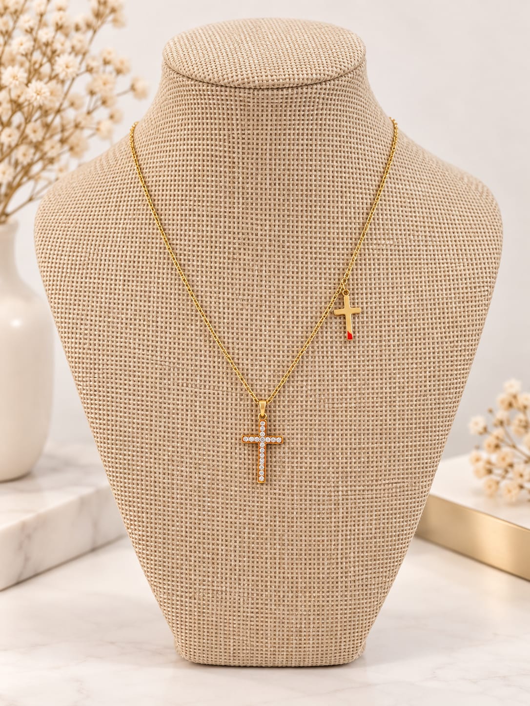 Collar cruz doble cruz