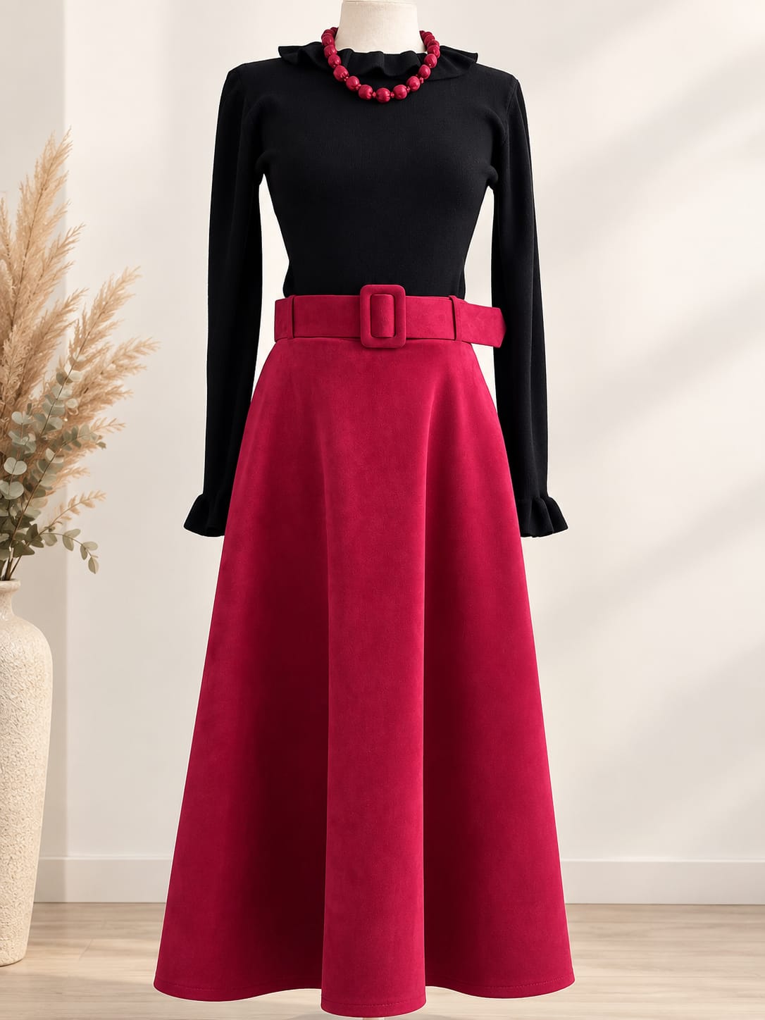 Falda midi en ante